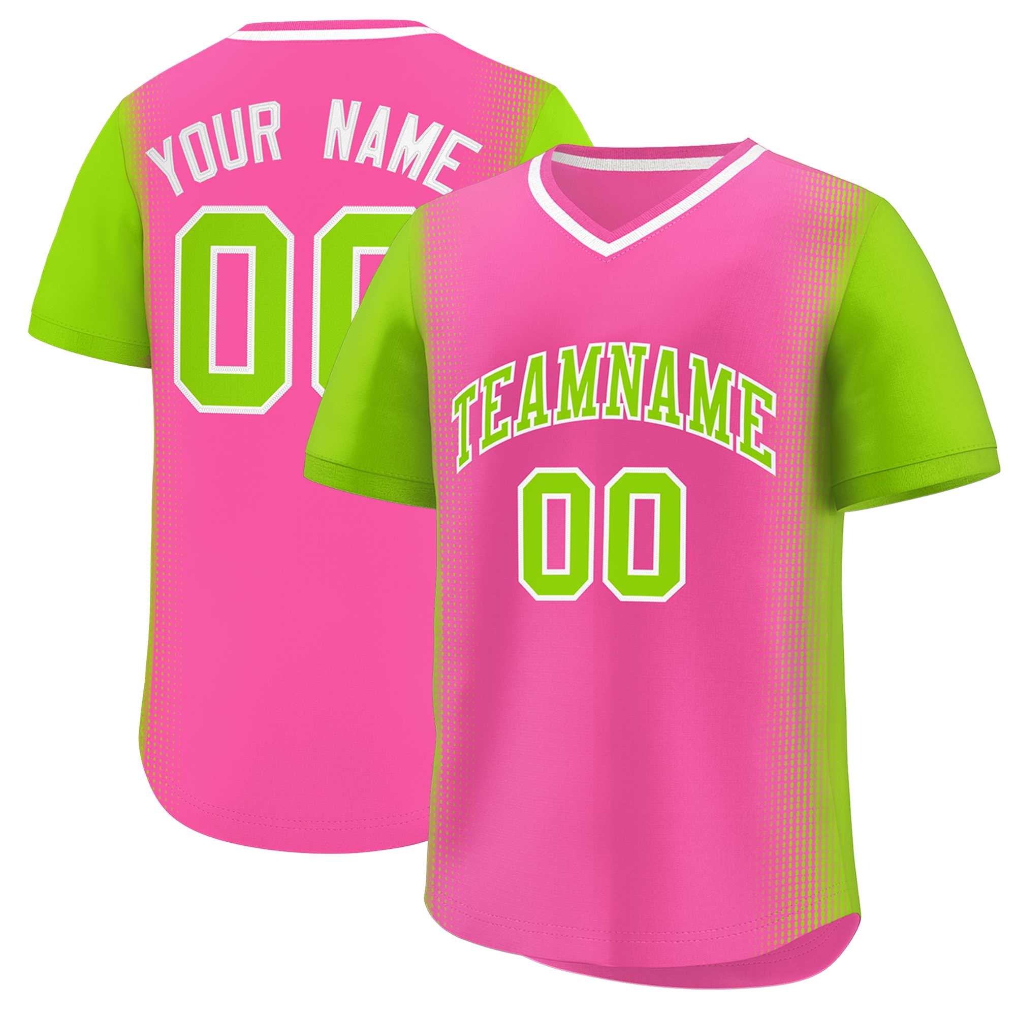 Custom Pink Neon Green Personalized Raglan Sleeves Authentic Baseball Jersey | KXKSHOP