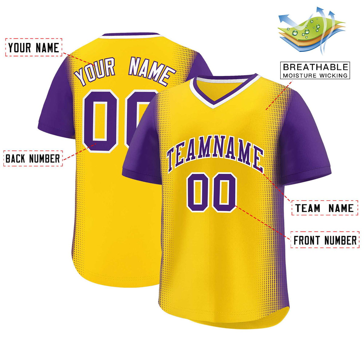 Custom Gold Purple Personalized Raglan Sleeves Authentic Baseball Jersey | KXKSHOP