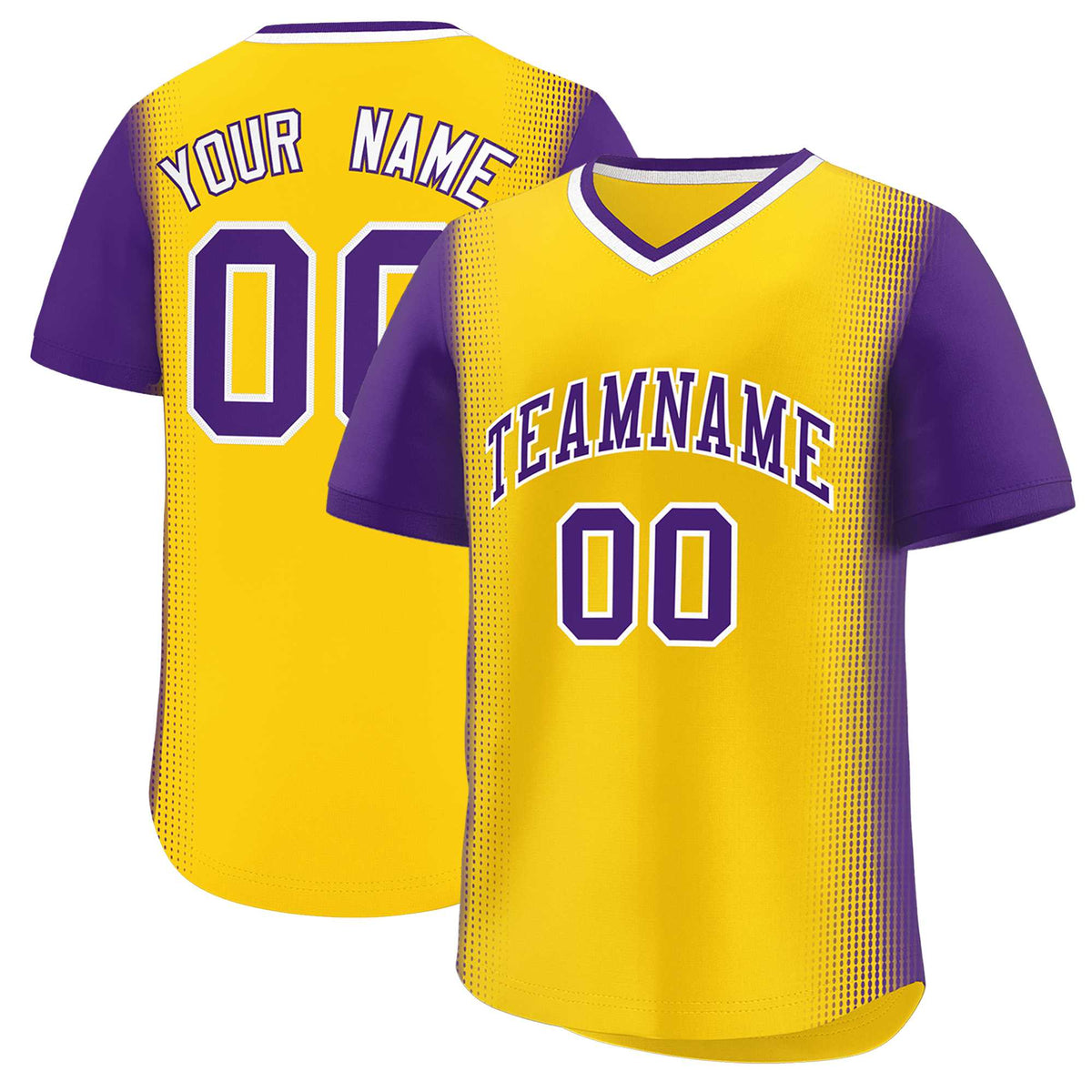 Custom Gold Purple Personalized Raglan Sleeves Authentic Baseball Jersey | KXKSHOP