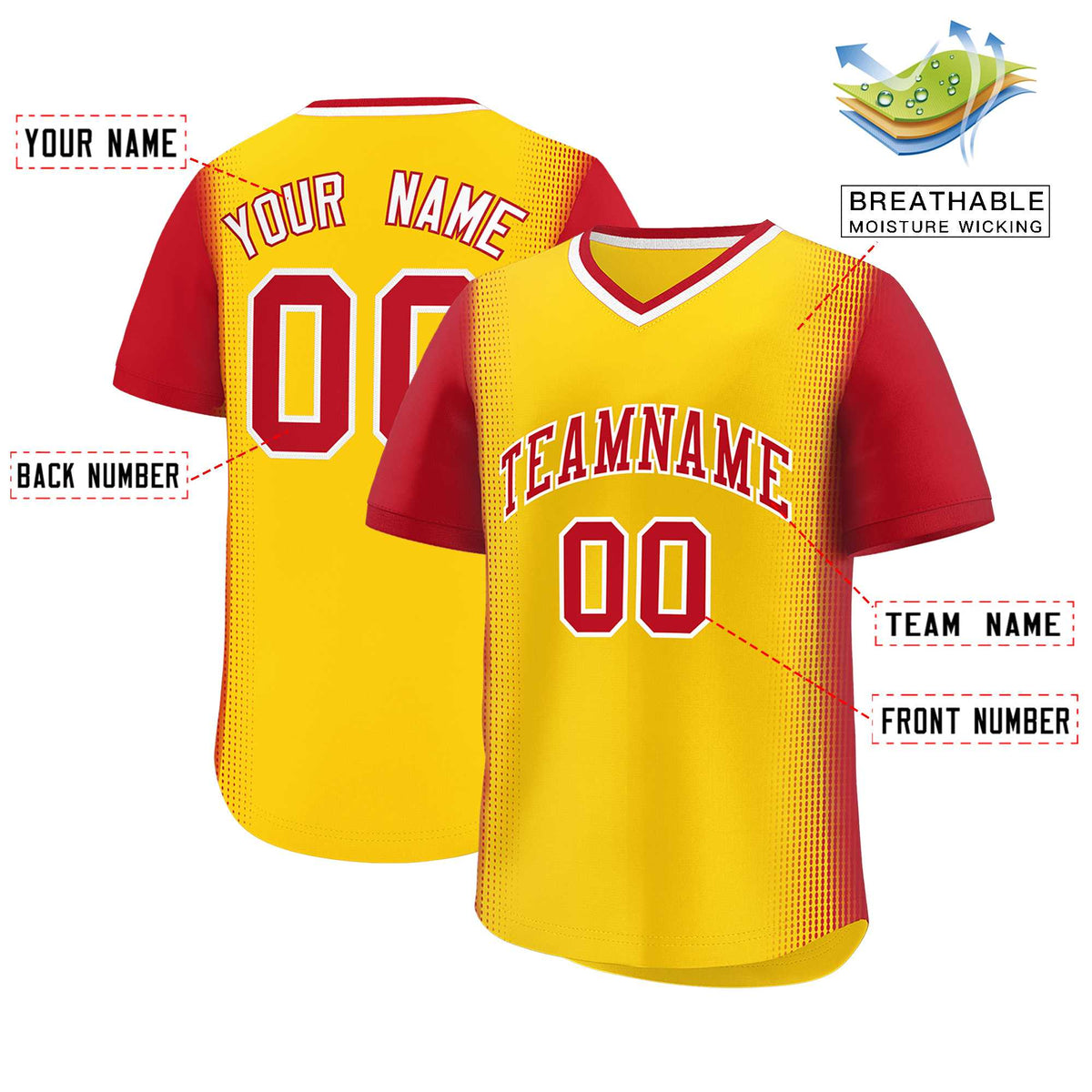 Custom Gold Red Personalized Raglan Sleeves Authentic Baseball Jersey | KXKSHOP