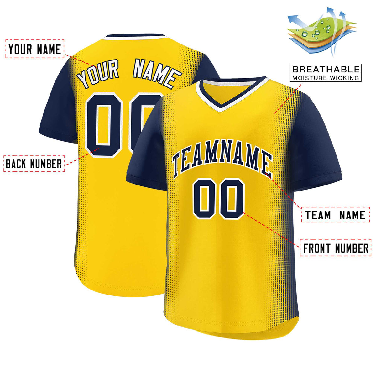Custom Gold Navy Personalized Raglan Sleeves Authentic Baseball Jersey | KXKSHOP