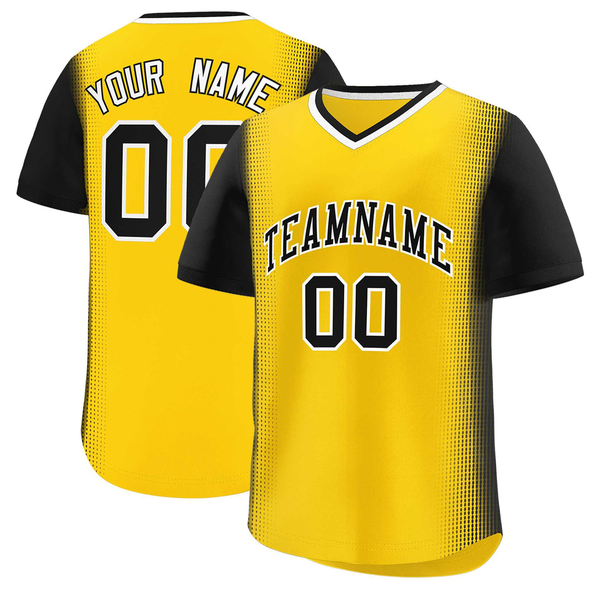Custom Gold Black Personalized Raglan Sleeves Authentic Baseball Jersey | KXKSHOP