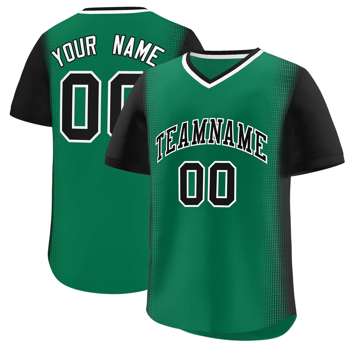 Custom Kelly Green Black Personalized Raglan Sleeves Authentic Baseball Jersey | KXKSHOP