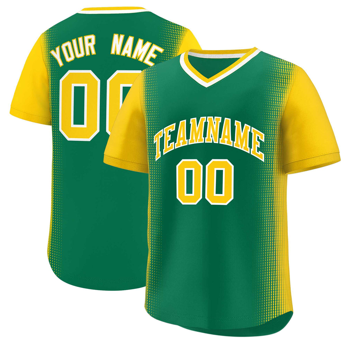 Custom Kelly Green Gold Personalized Raglan Sleeves Authentic Baseball Jersey | KXKSHOP