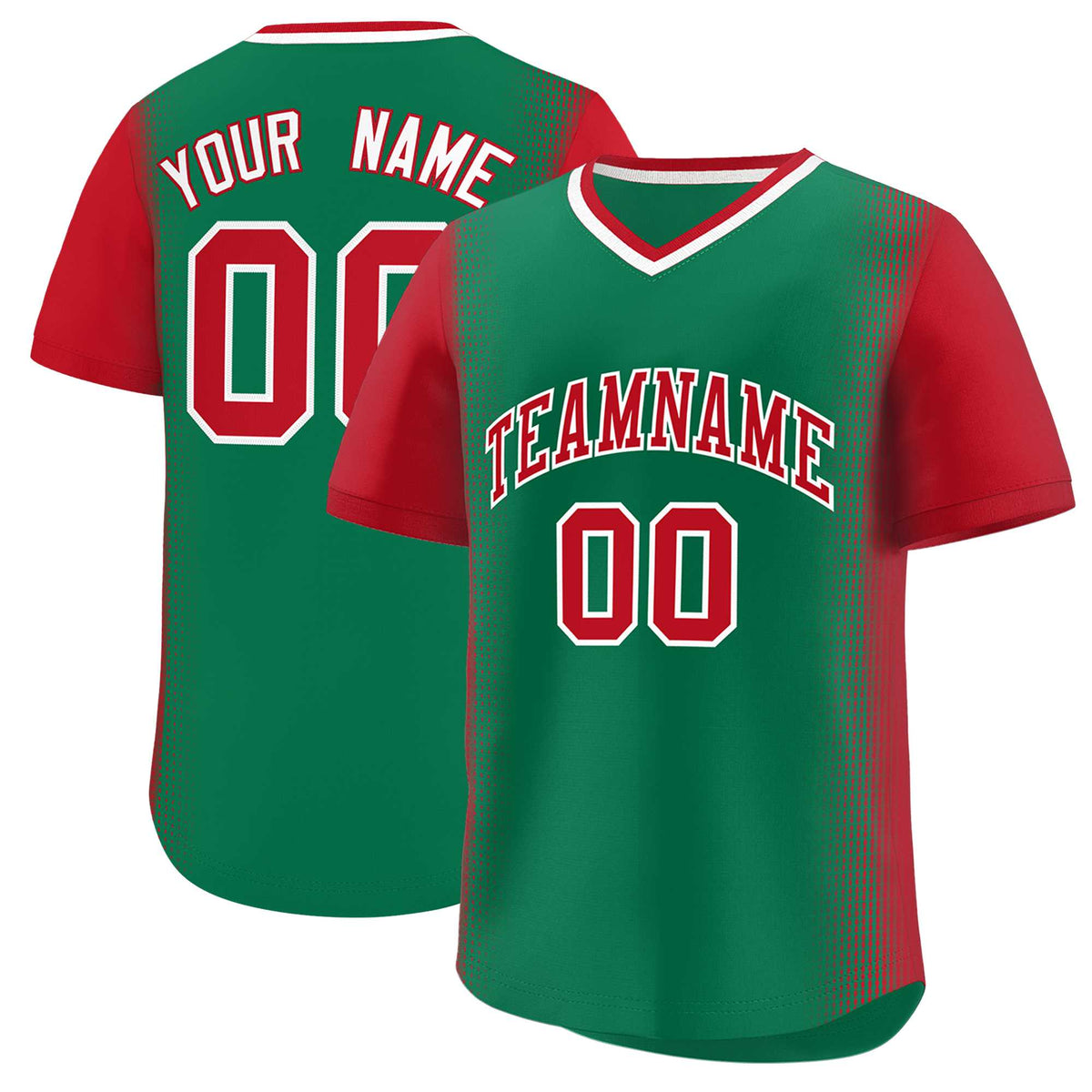 Custom Kelly Green Red Personalized Raglan Sleeves Authentic Baseball Jersey | KXKSHOP