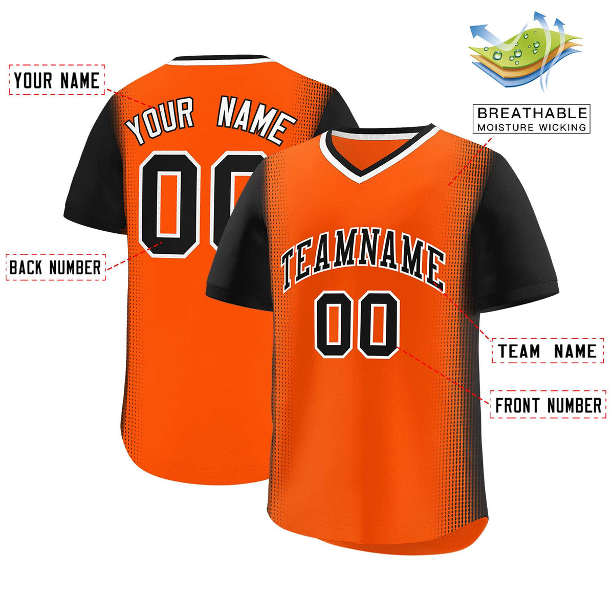 Custom Orange Black Personalized Raglan Sleeves Authentic Baseball Jersey | KXKSHOP