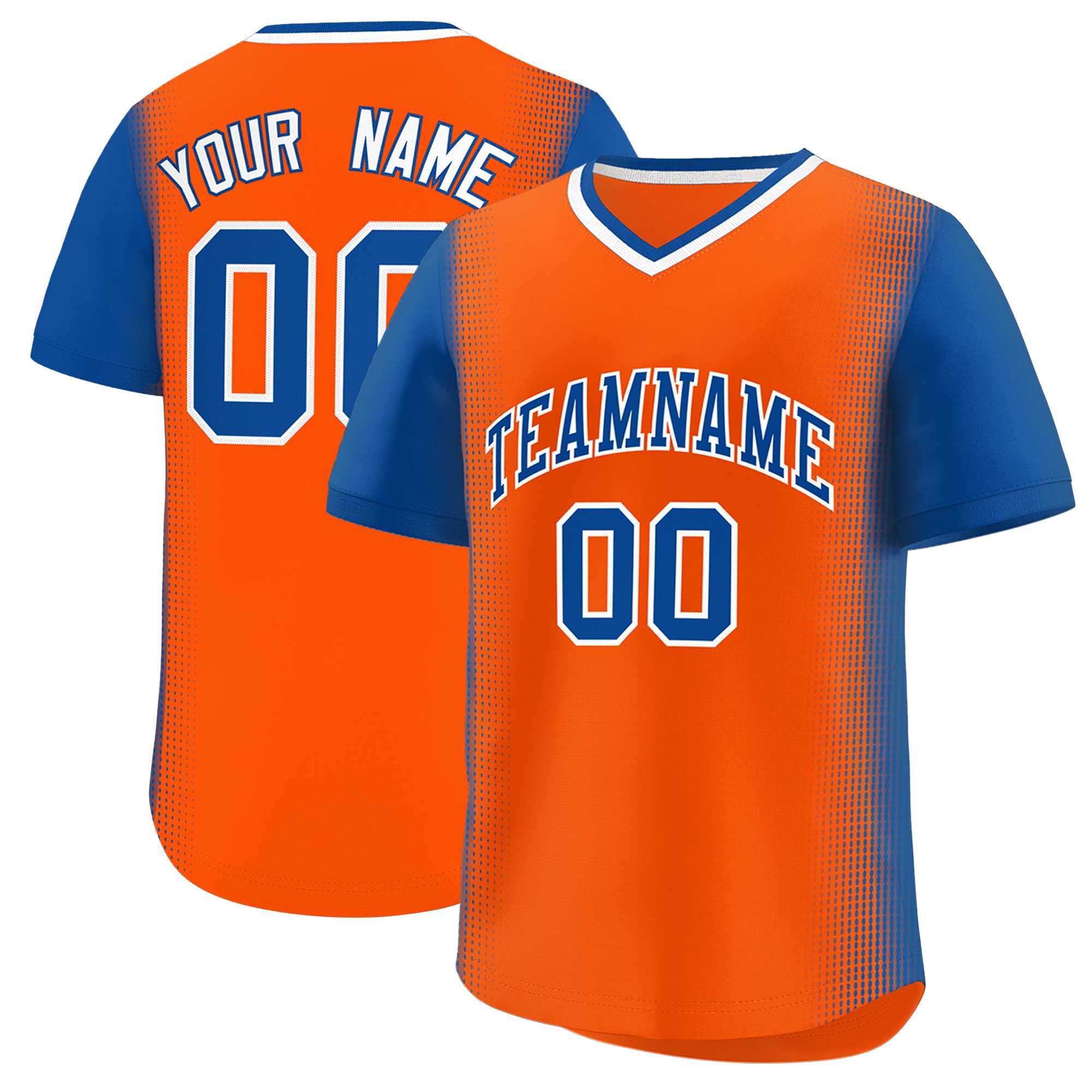 Custom Orange Royal Personalized Raglan Sleeves Authentic Baseball Jersey | KXKSHOP