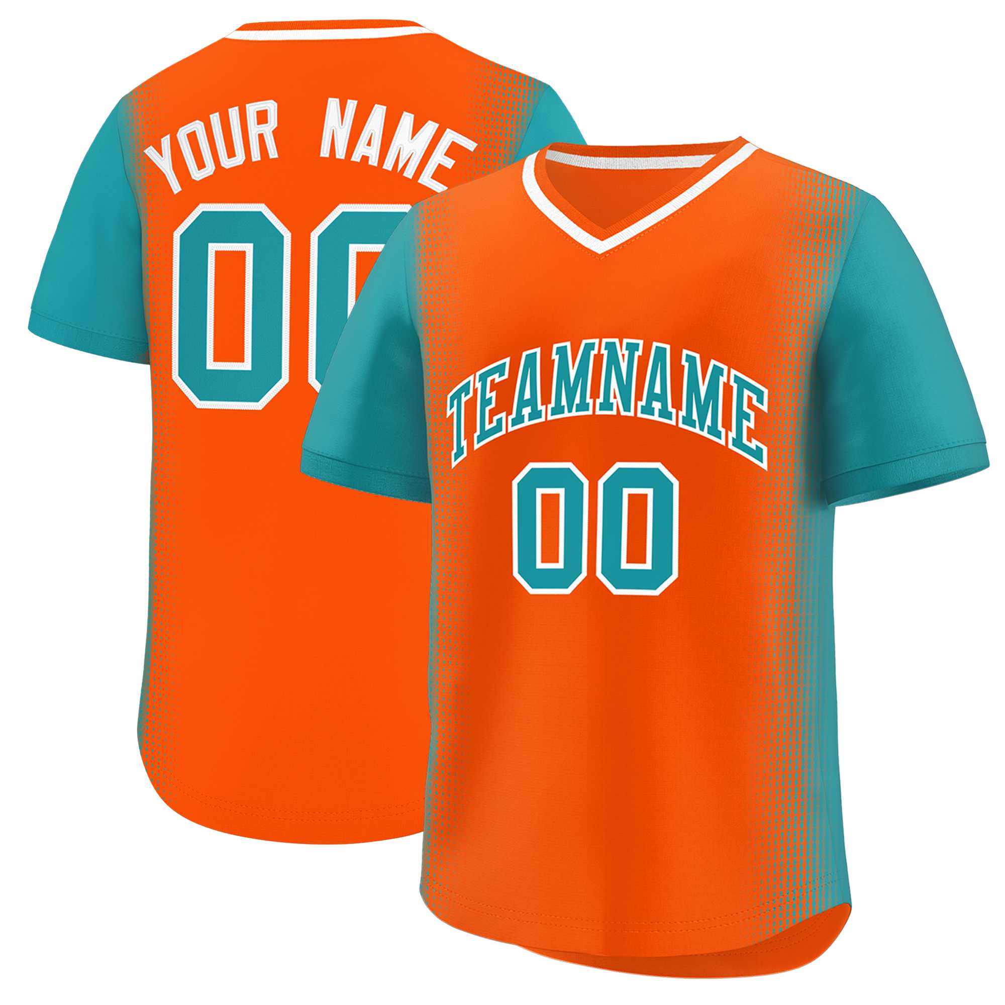 Custom Orange Aqua Personalized Raglan Sleeves Authentic Baseball Jersey | KXKSHOP