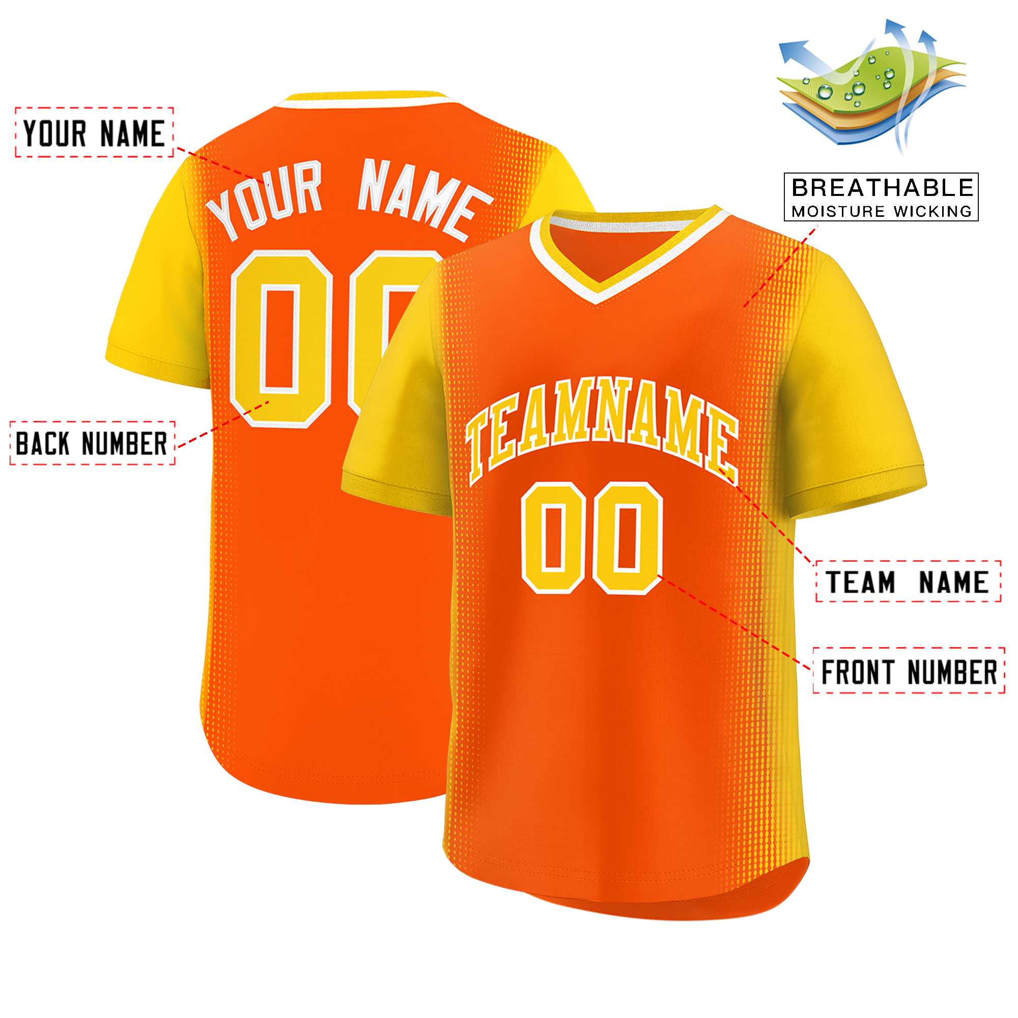 Custom Orange Gold Personalized Raglan Sleeves Authentic Baseball Jersey | KXKSHOP