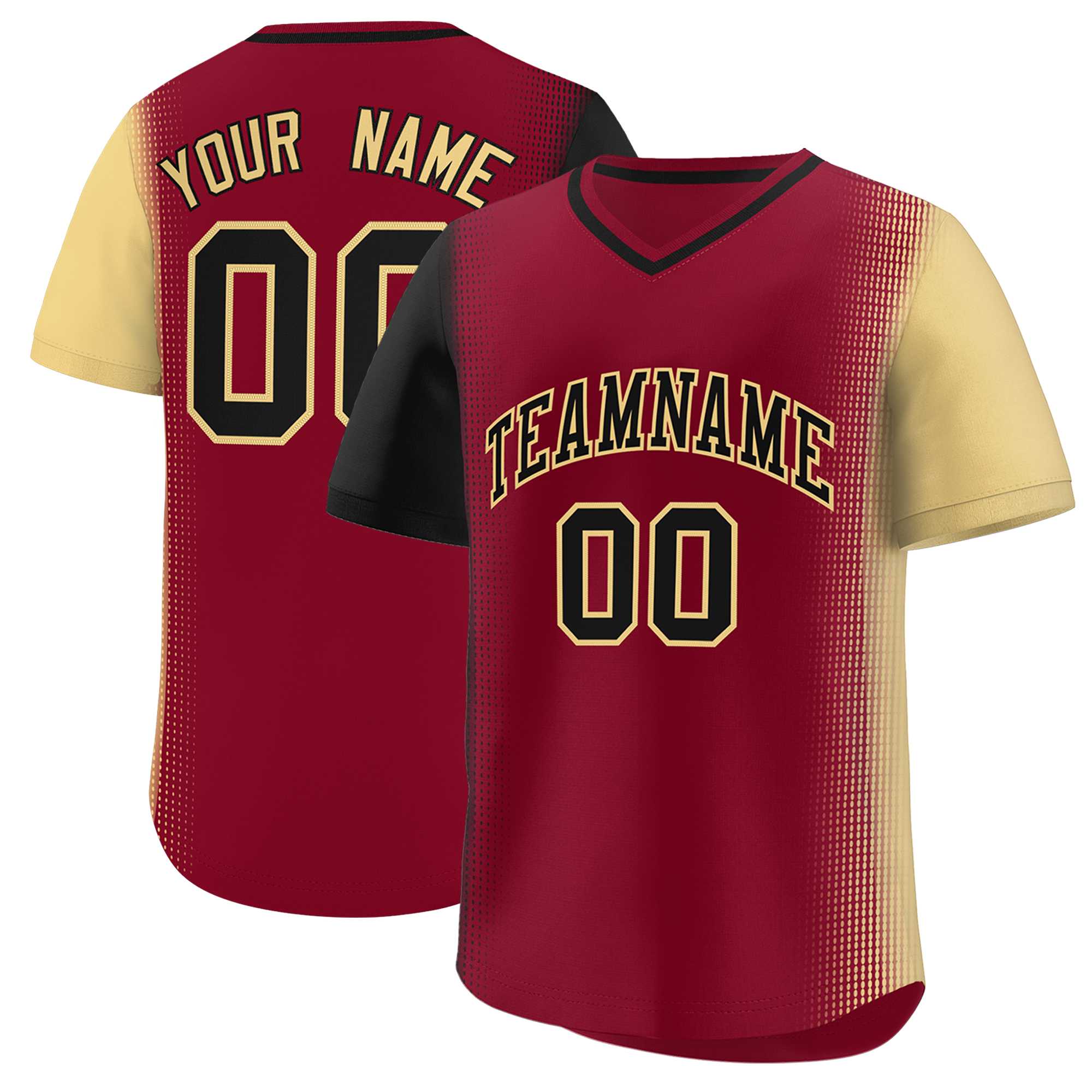 Custom Crimson Black-Khaki Personalized Raglan Sleeves Authentic Baseball Jersey | KXKSHOP