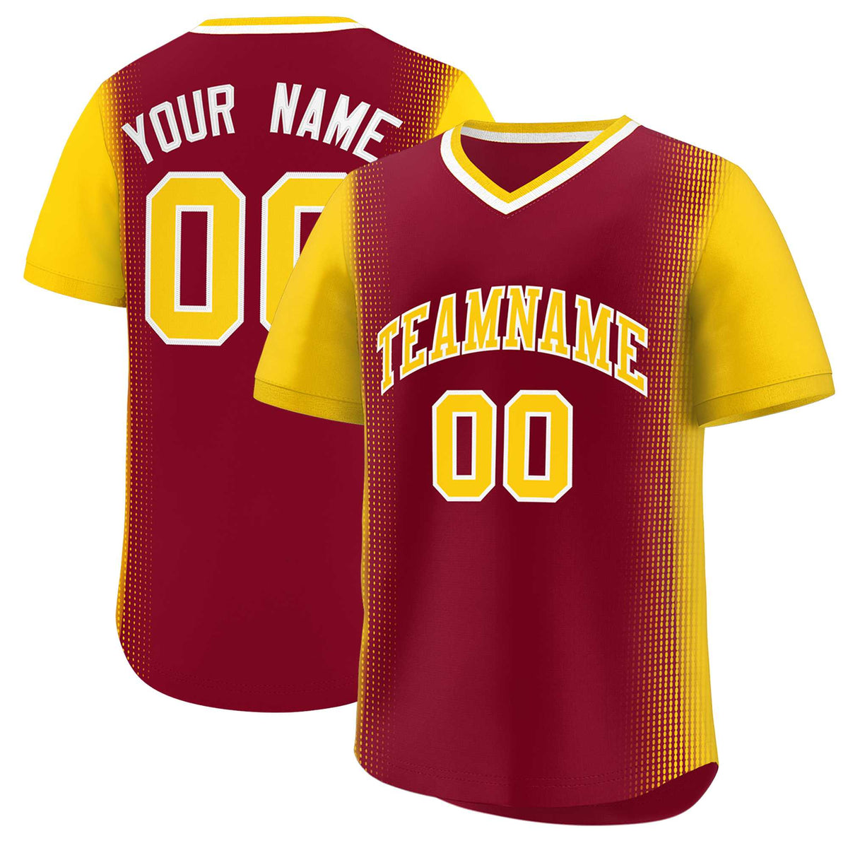 Custom Crimson Gold Personalized Raglan Sleeves Authentic Baseball Jersey | KXKSHOP