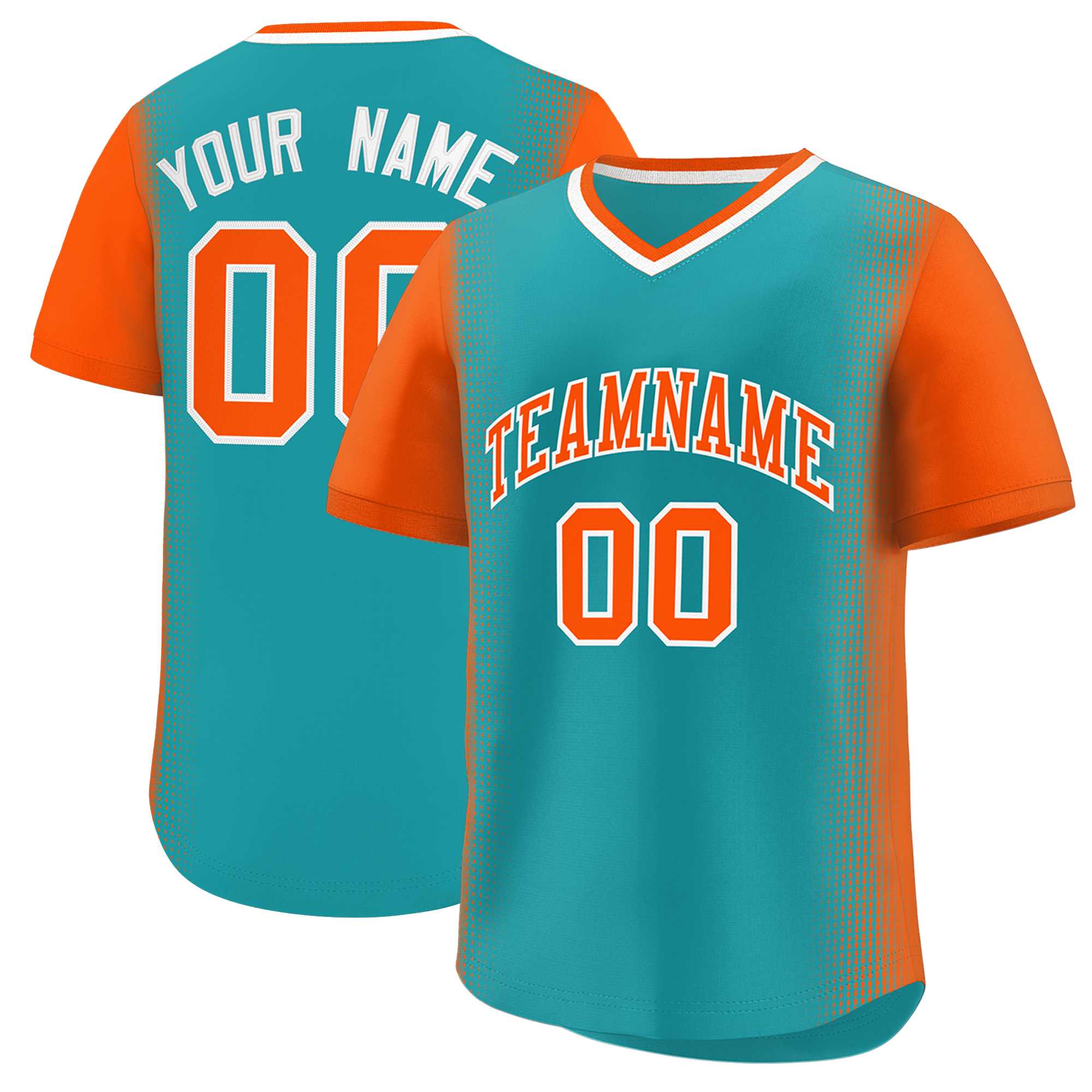 Custom Aqua Orange Personalized Raglan Sleeves Authentic Baseball Jersey | KXKSHOP
