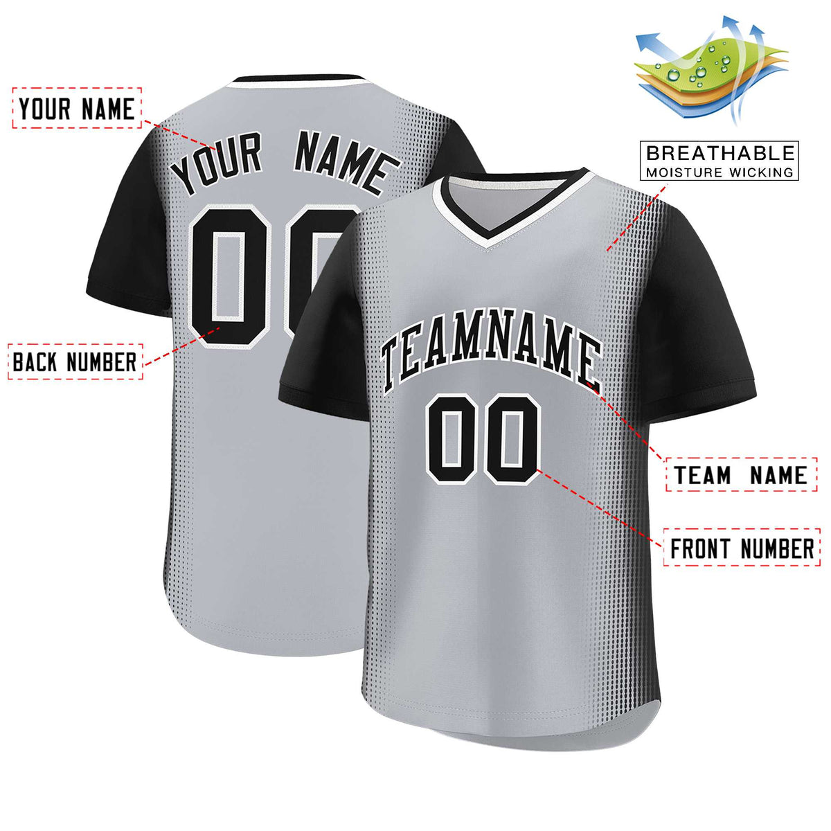 Custom Gray Black Personalized Raglan Sleeves Authentic Baseball Jersey | KXKSHOP