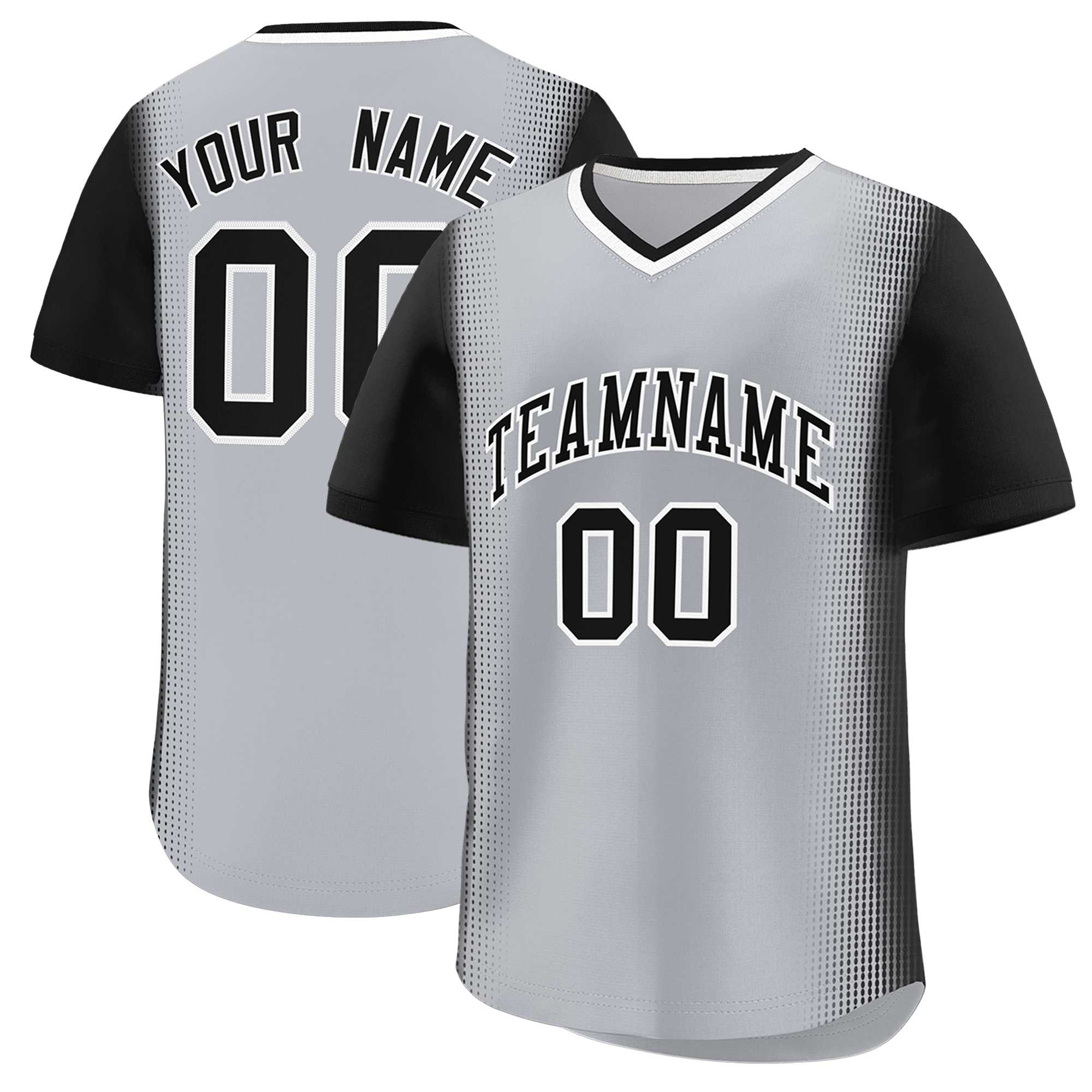 Custom Gray Black Personalized Raglan Sleeves Authentic Baseball Jersey | KXKSHOP
