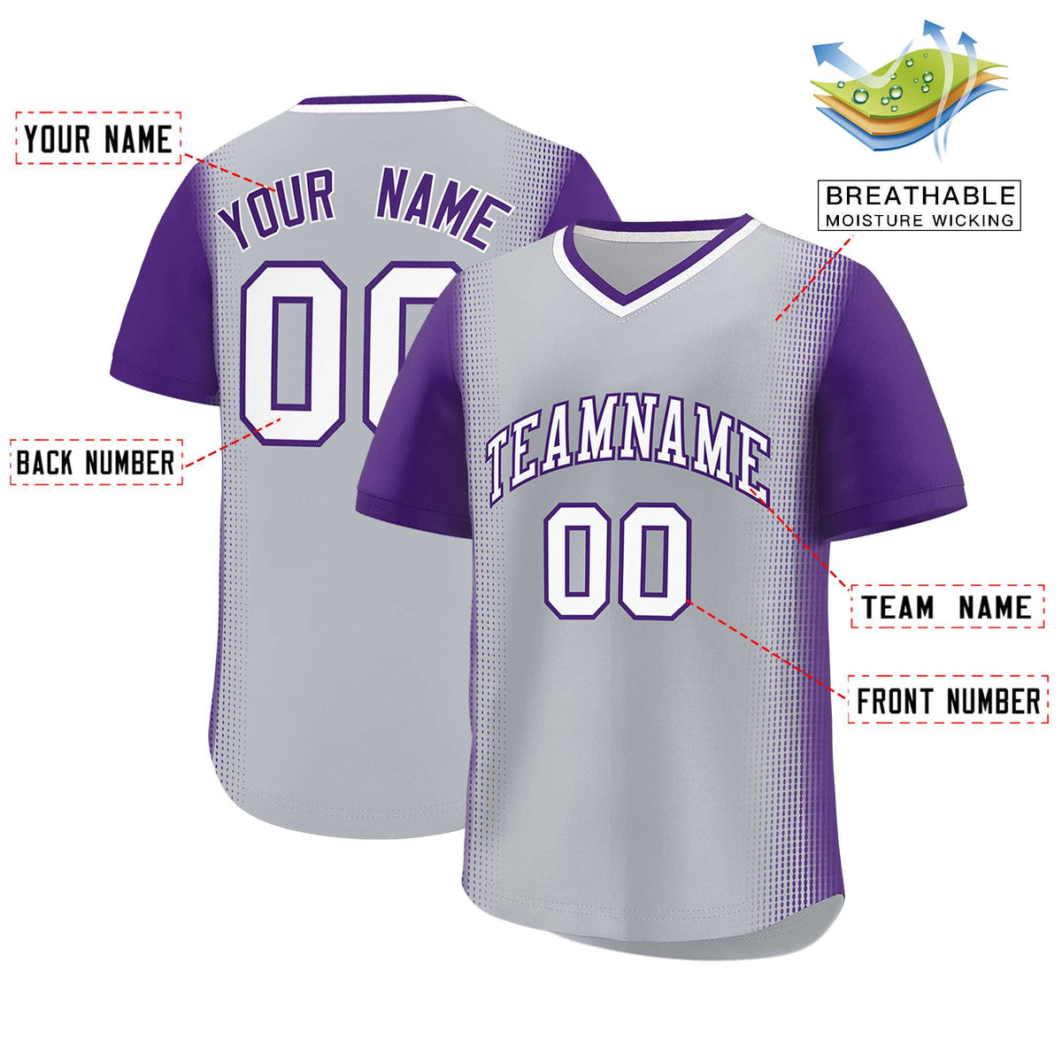Custom Gray Purple Personalized Raglan Sleeves Authentic Baseball Jersey | KXKSHOP
