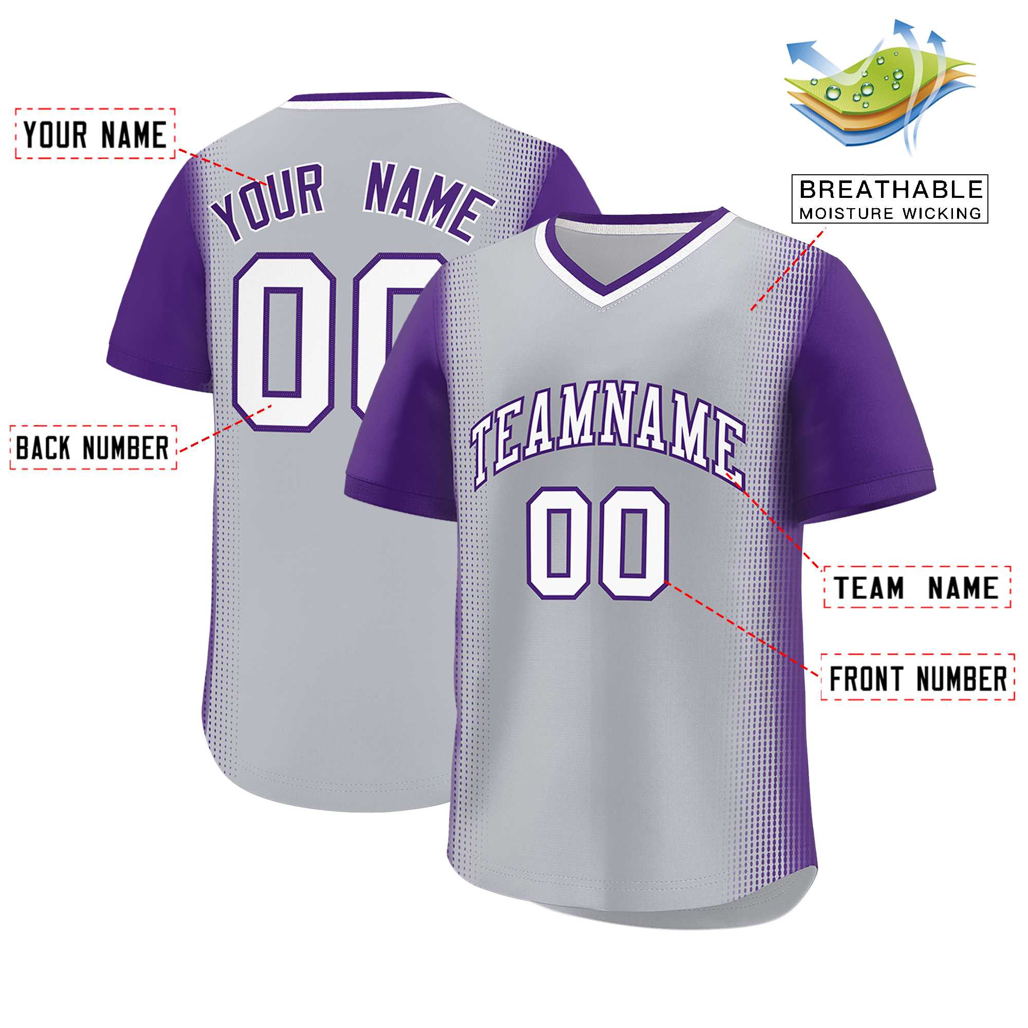 Custom Gray Purple Personalized Raglan Sleeves Authentic Baseball Jersey | KXKSHOP
