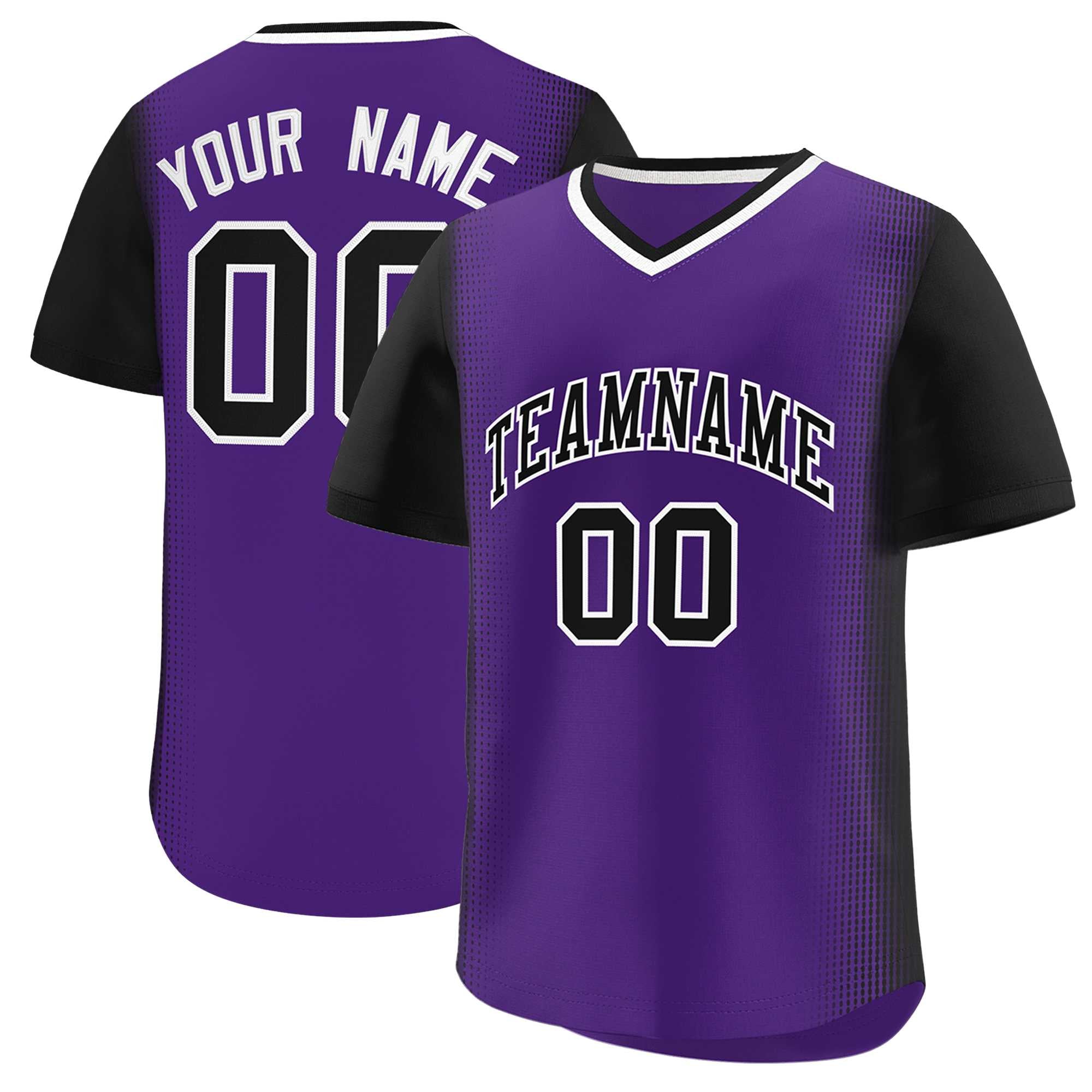 Custom Purple Black Personalized Raglan Sleeves Authentic Baseball Jersey | KXKSHOP