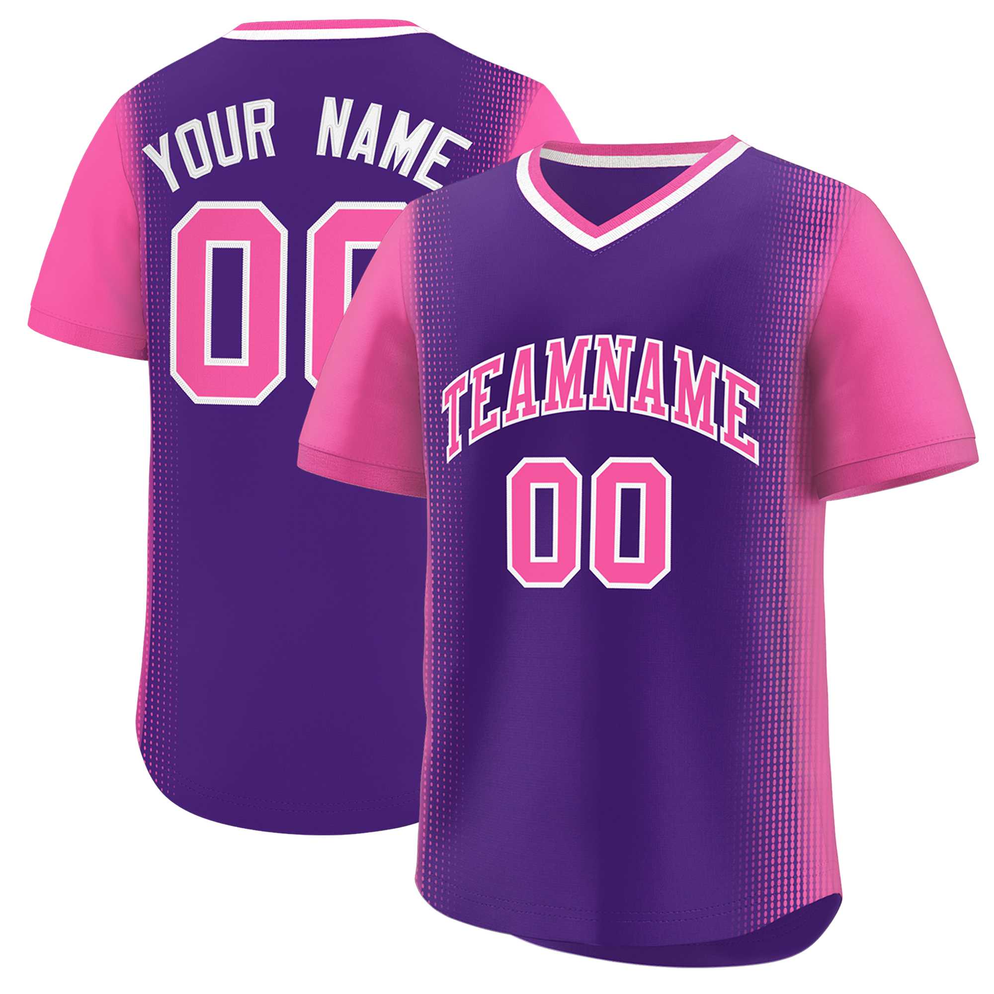Custom Purple Pink Personalized Raglan Sleeves Authentic Baseball Jersey | KXKSHOP