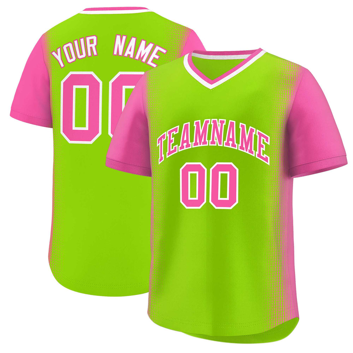 Custom Neon Green Pink Personalized Raglan Sleeves Authentic Baseball Jersey | KXKSHOP