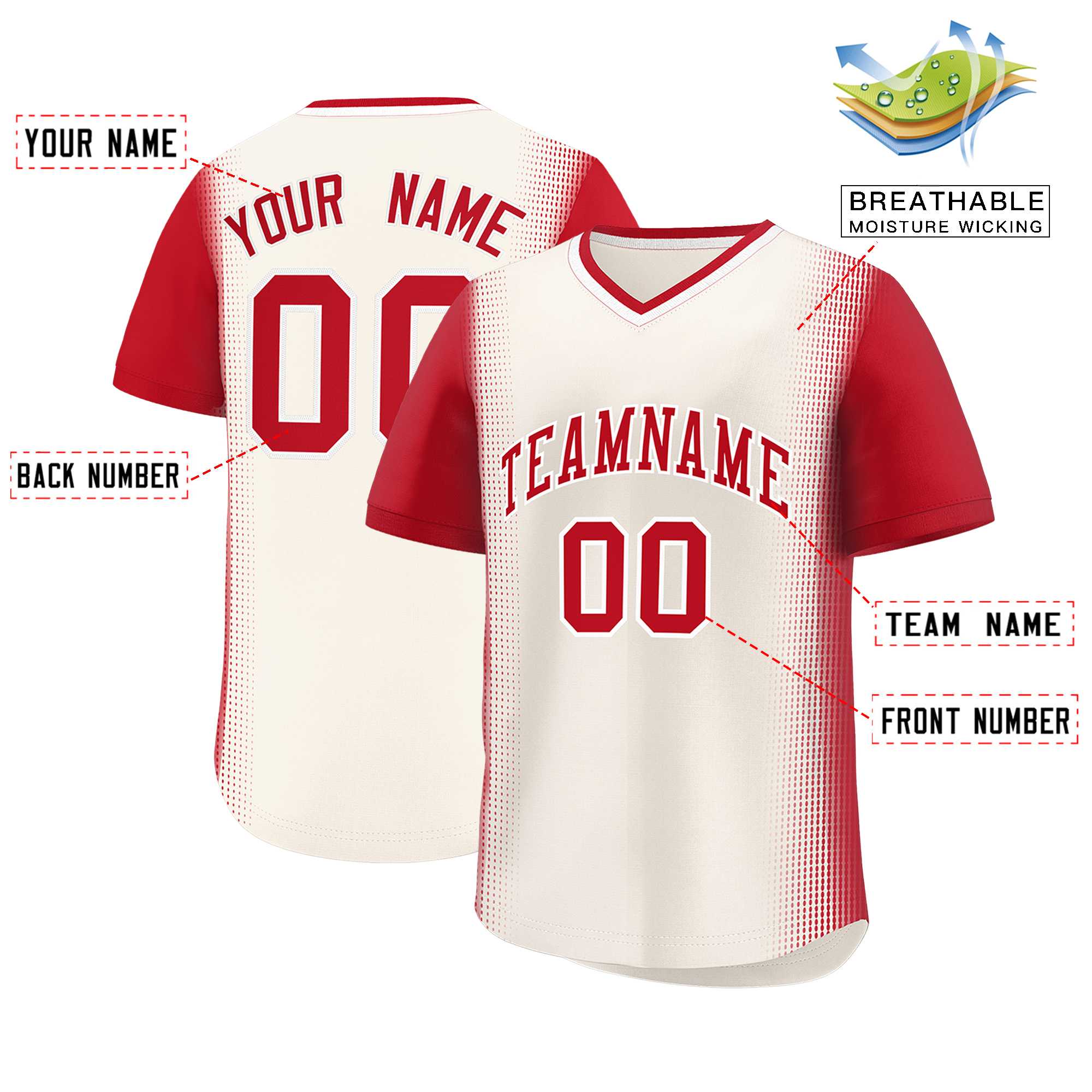Custom Cream Red Personalized Raglan Sleeves Authentic Baseball Jersey | KXKSHOP