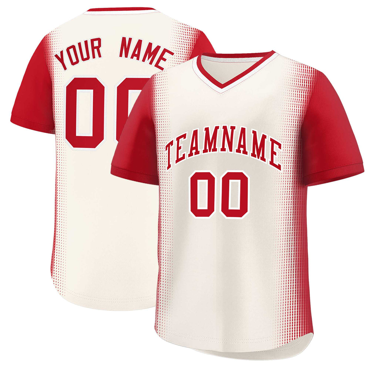 Custom Cream Red Personalized Raglan Sleeves Authentic Baseball Jersey | KXKSHOP