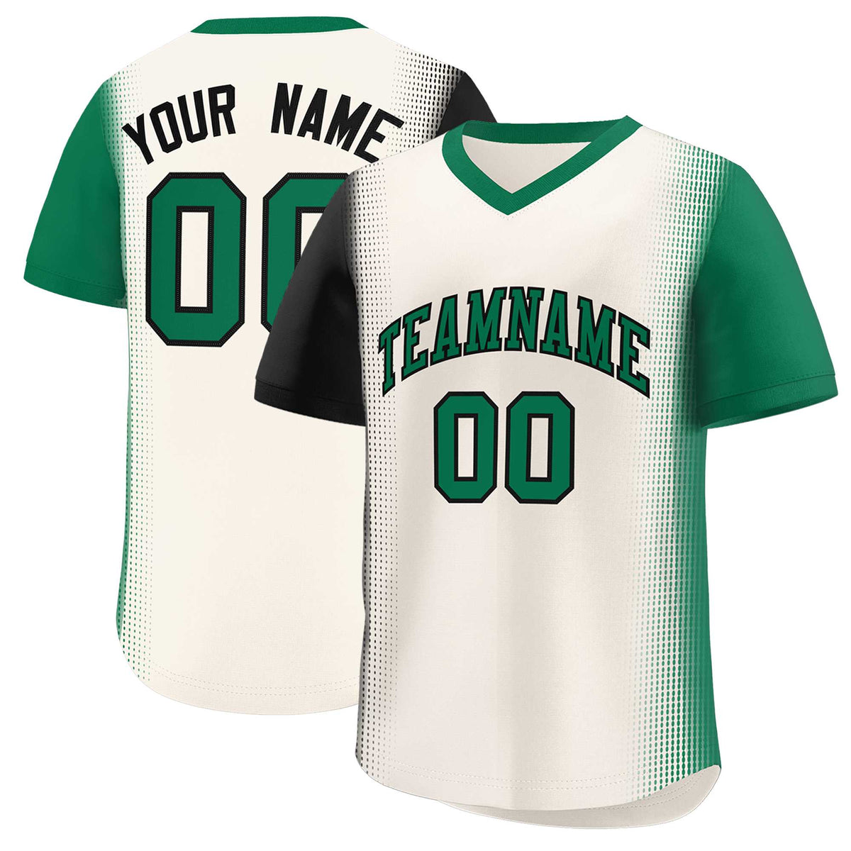 Custom Cream Black-Kelly Green Personalized Raglan Sleeves Authentic Baseball Jersey | KXKSHOP