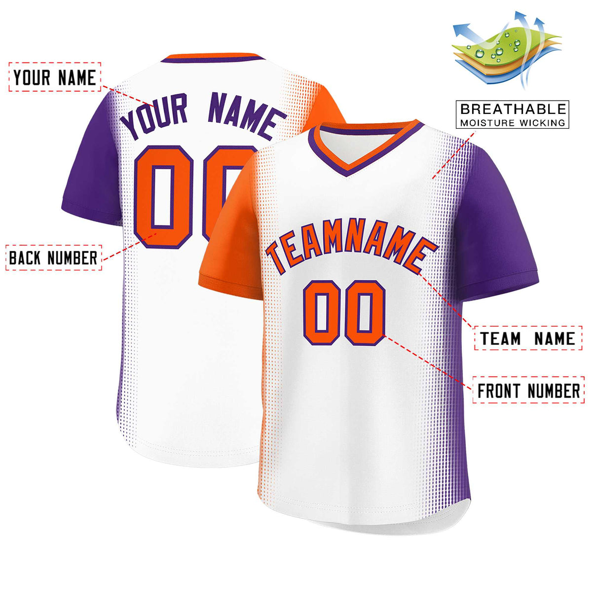 Custom White Orange-Purple Personalized Raglan Sleeves Authentic Baseball Jersey | KXKSHOP