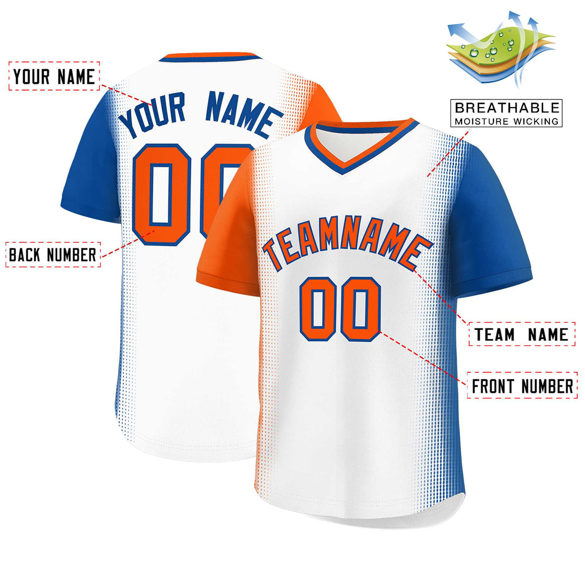 Custom White Orange-Royal Personalized Raglan Sleeves Authentic Baseball Jersey | KXKSHOP