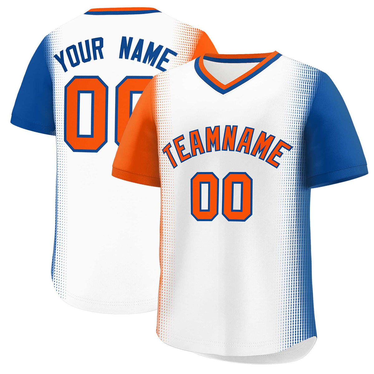 Custom White Orange-Royal Personalized Raglan Sleeves Authentic Baseball Jersey | KXKSHOP