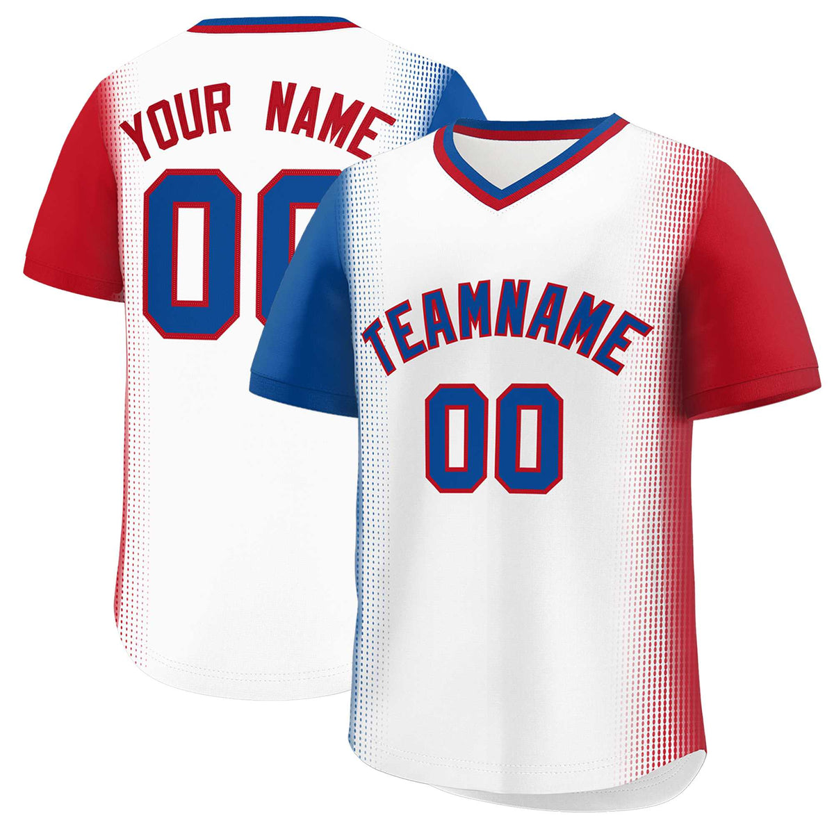 Custom White Royal-Red Personalized Raglan Sleeves Authentic Baseball Jersey | KXKSHOP