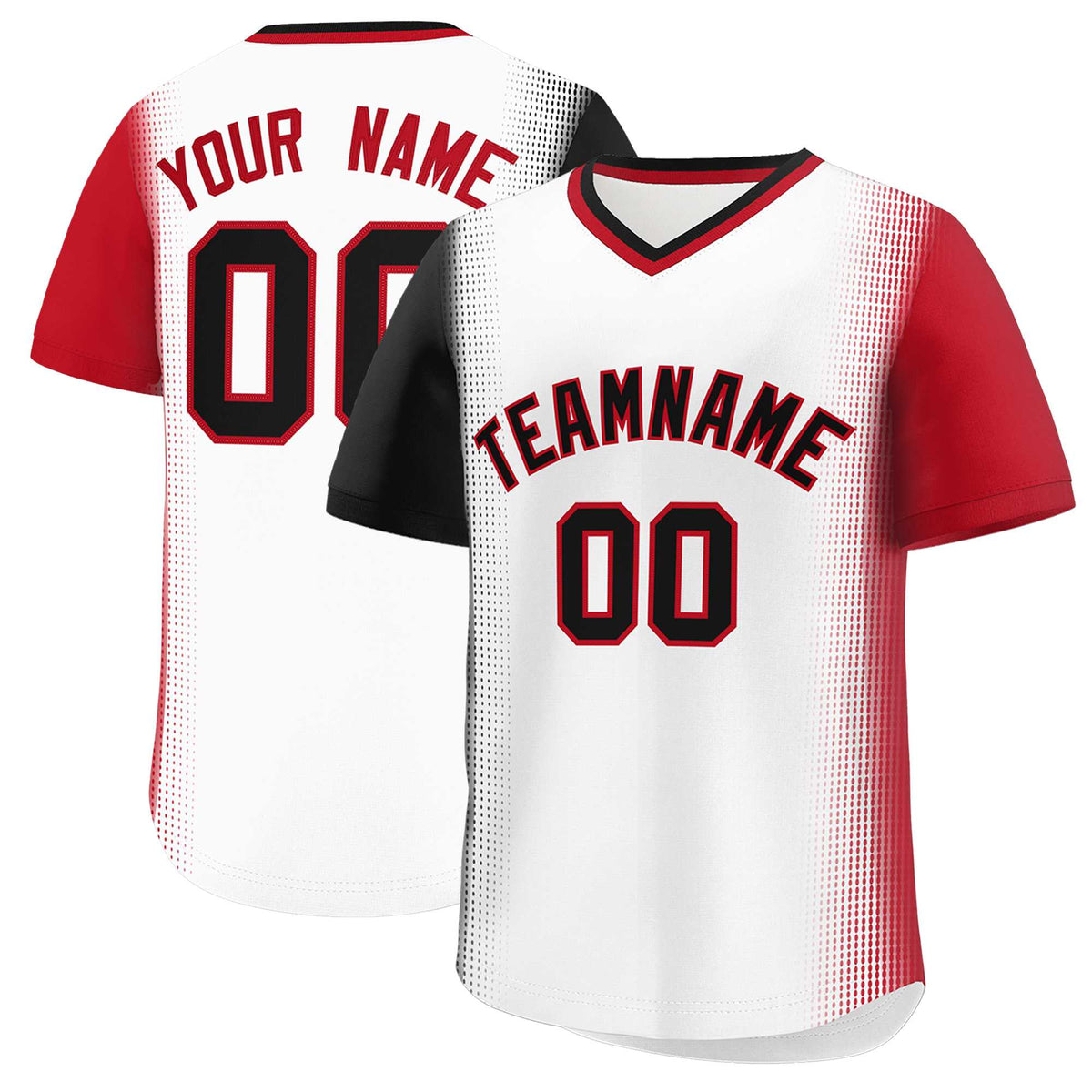 Custom White Black-Red Personalized Raglan Sleeves Authentic Baseball Jersey | KXKSHOP