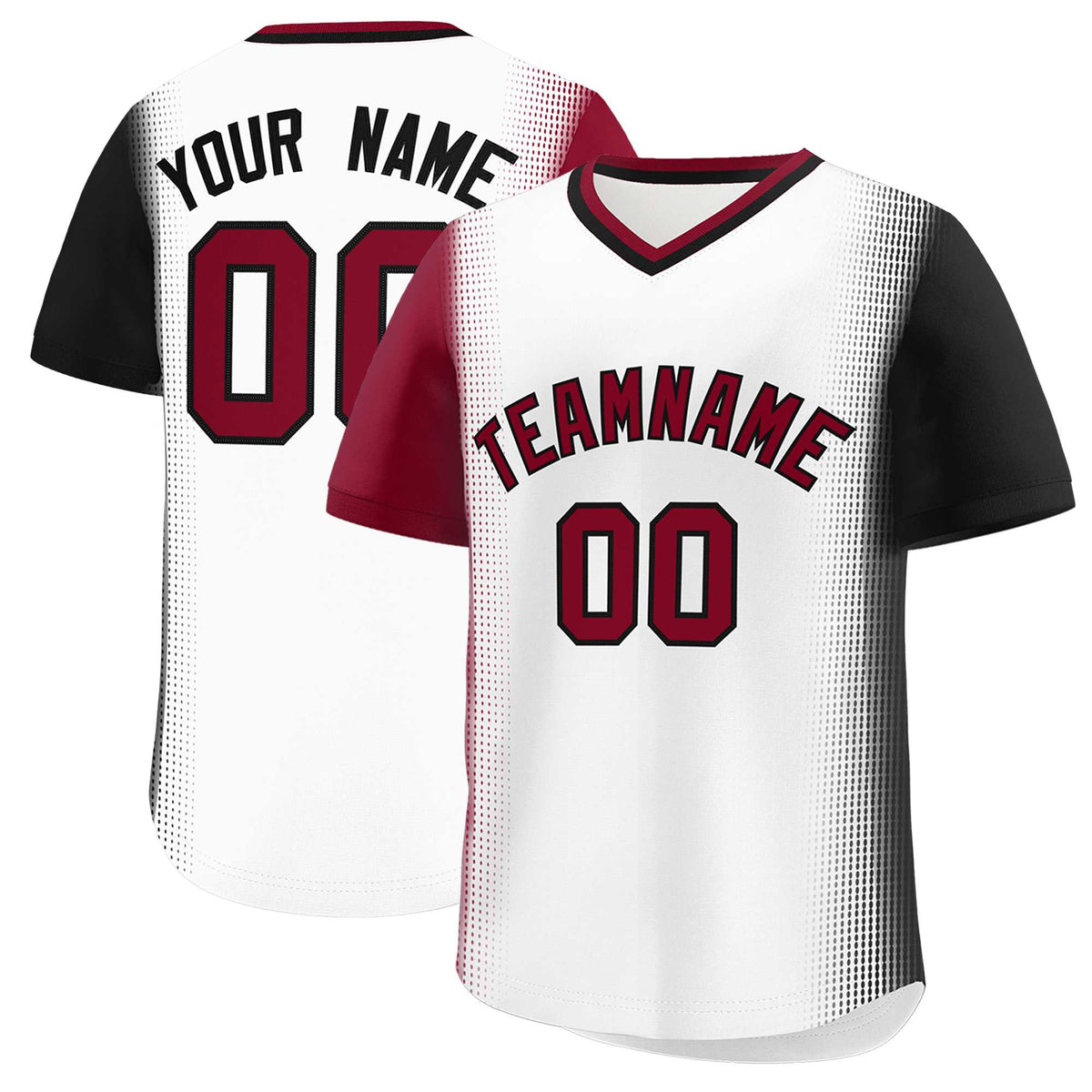 Custom White Crimson-Black Personalized Raglan Sleeves Authentic Baseball Jersey | KXKSHOP