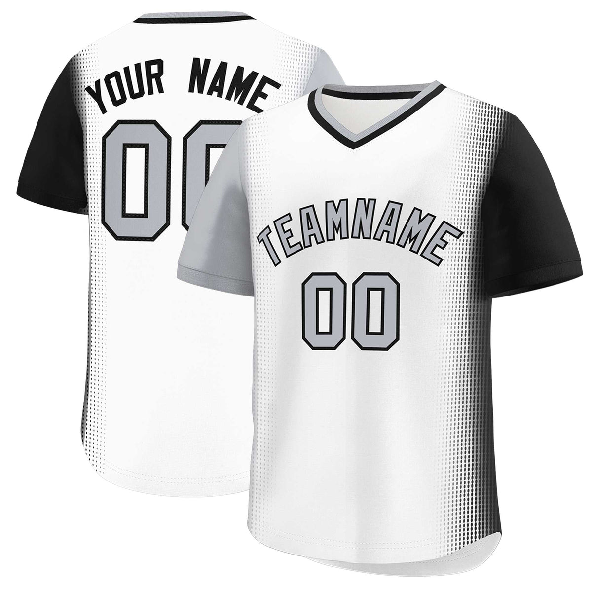 Custom White Gray-Black Personalized Raglan Sleeves Authentic Baseball Jersey | KXKSHOP
