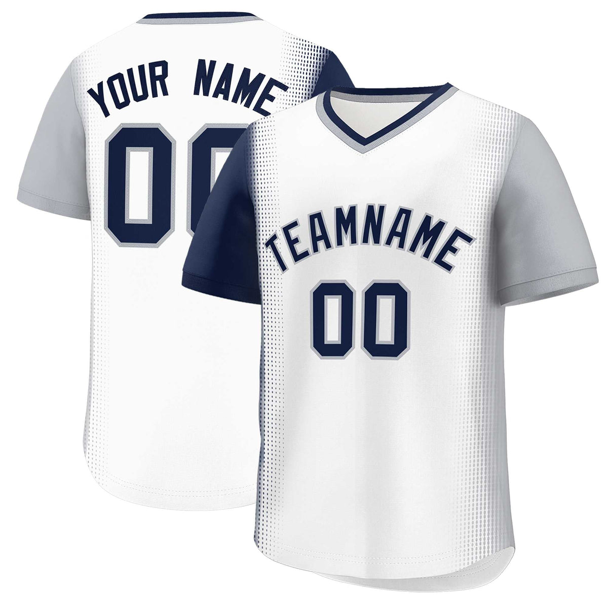 Custom White Navy-Gray Personalized Raglan Sleeves Authentic Baseball Jersey | KXKSHOP