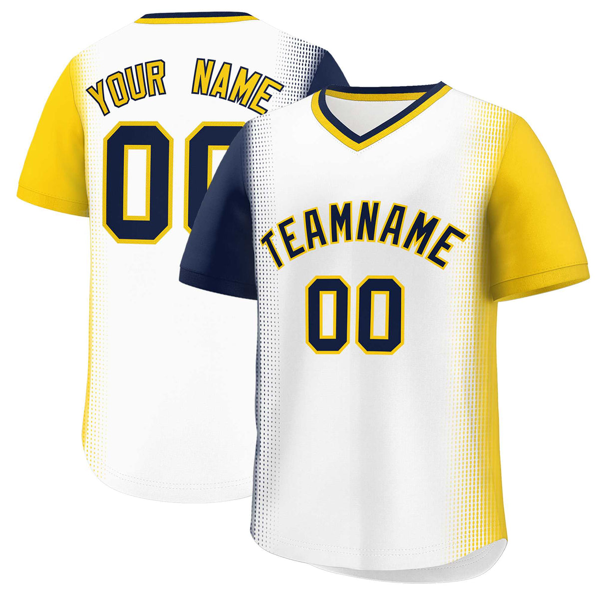 Custom White Navy-Gold Personalized Raglan Sleeves Authentic Baseball Jersey | KXKSHOP