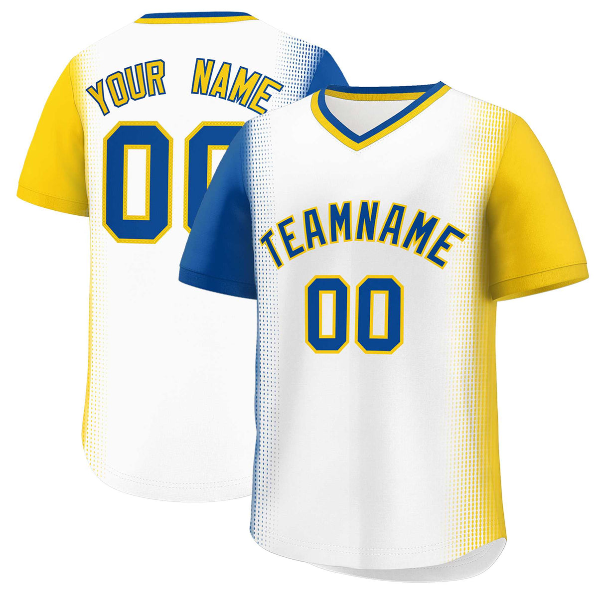Custom White Royal-Gold Personalized Raglan Sleeves Authentic Baseball Jersey | KXKSHOP