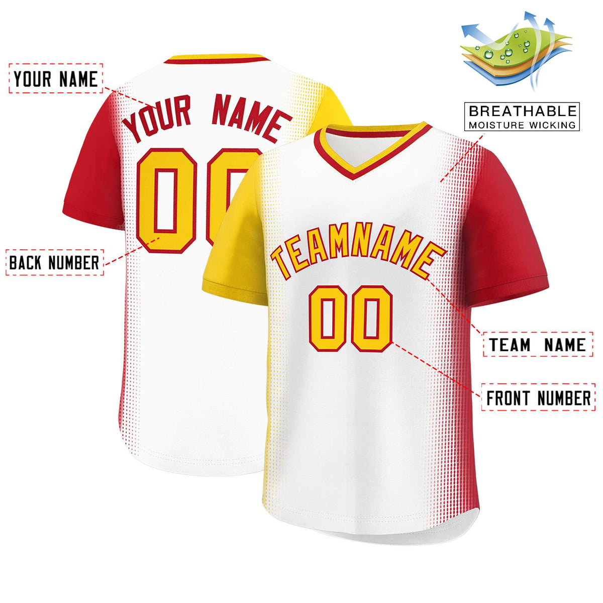 Custom White Gold-Red Personalized Raglan Sleeves Authentic Baseball Jersey | KXKSHOP