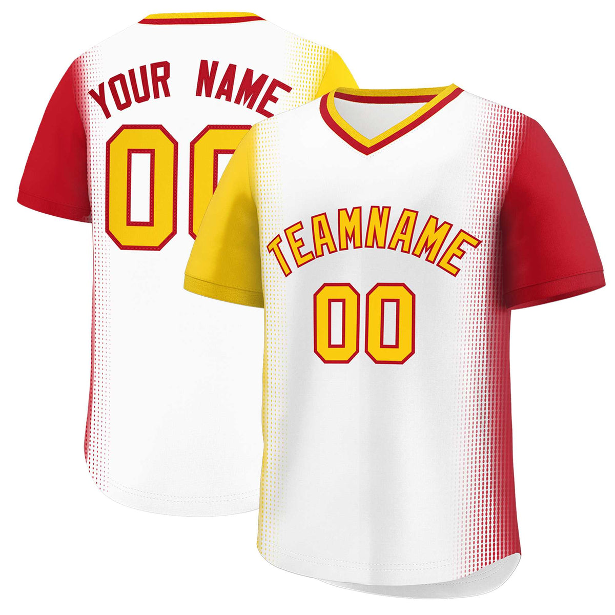 Custom White Gold-Red Personalized Raglan Sleeves Authentic Baseball Jersey | KXKSHOP