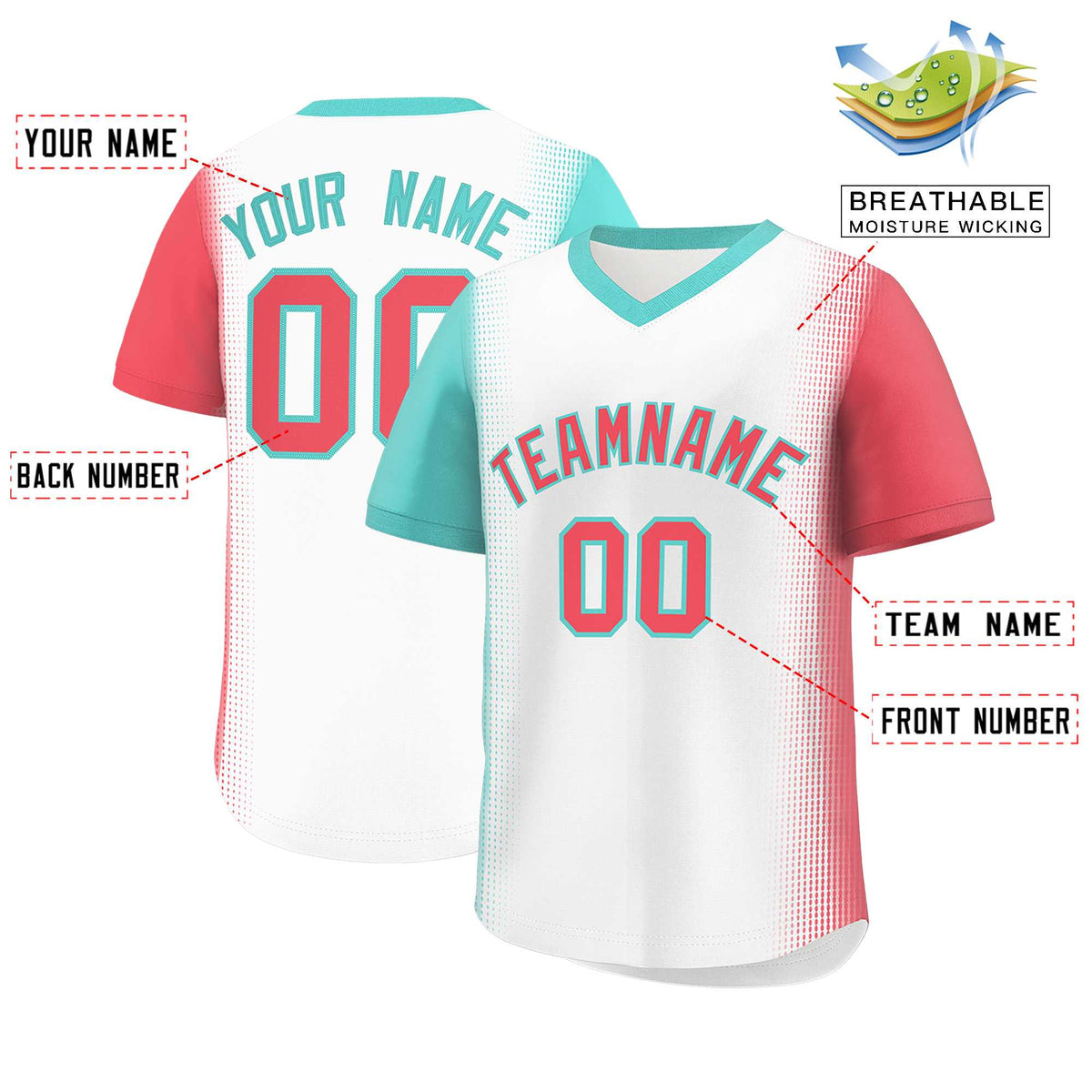 Custom White Bright Green-Light Red Personalized Raglan Sleeves Authentic Baseball Jersey | KXKSHOP