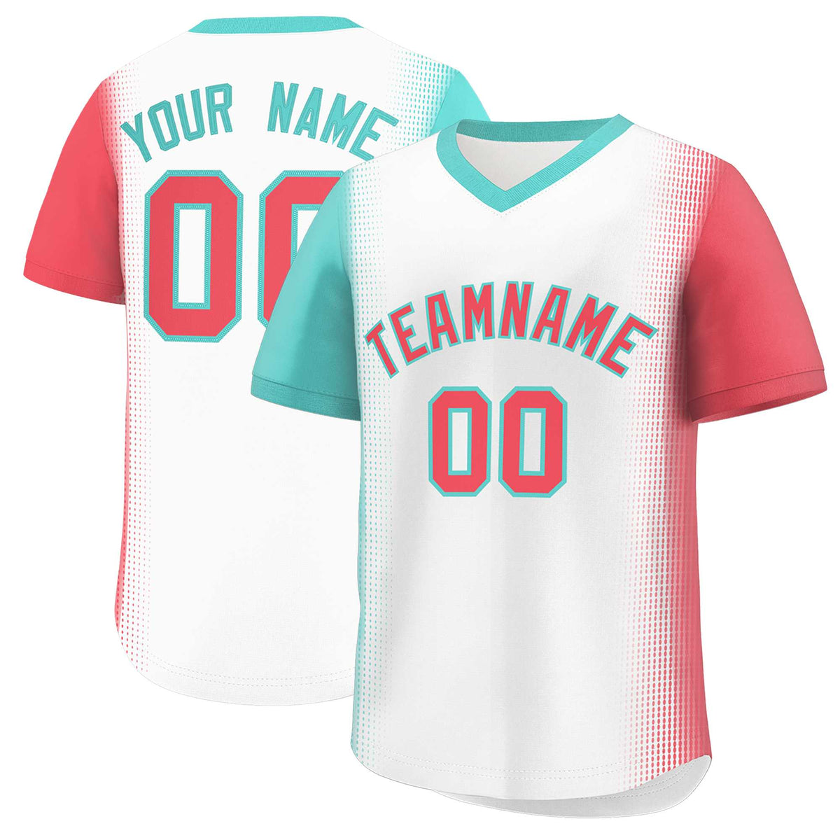 Custom White Bright Green-Light Red Personalized Raglan Sleeves Authentic Baseball Jersey | KXKSHOP