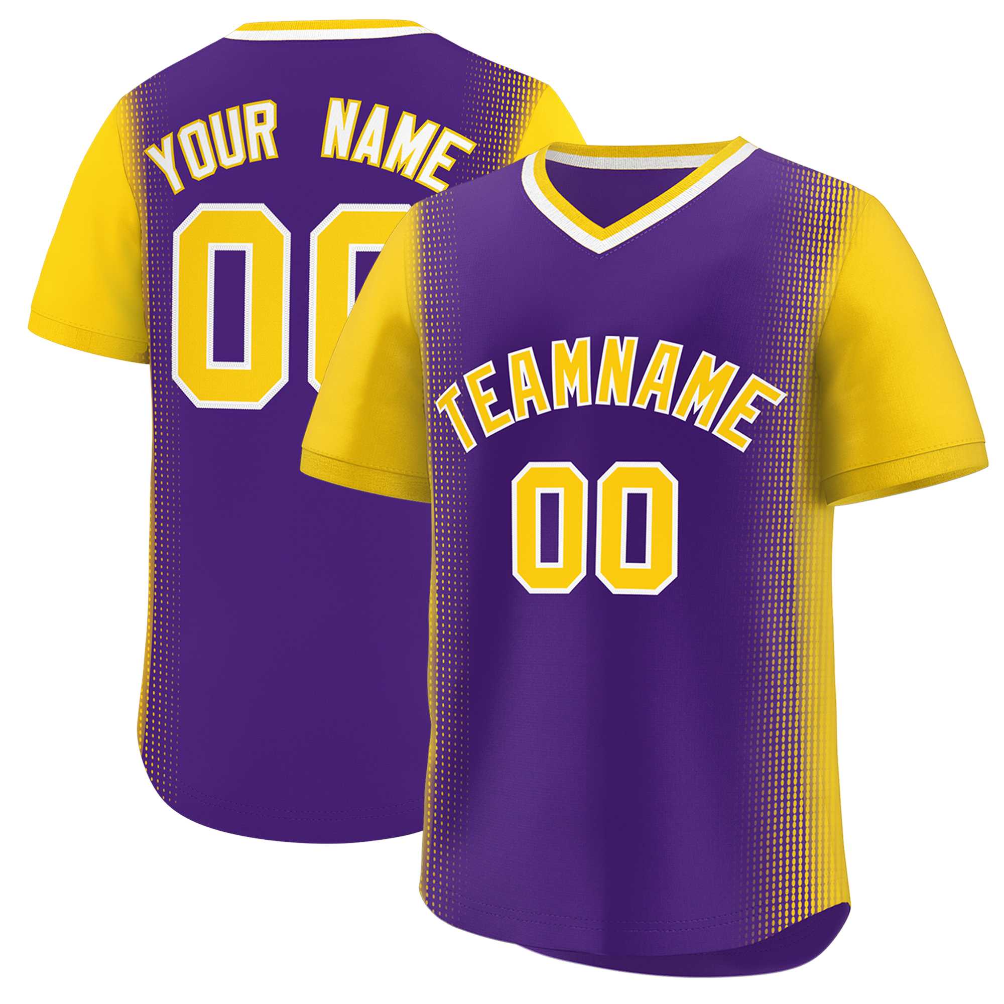 Custom Purple Gold Personalized Raglan Sleeves Authentic Baseball Jersey | KXKSHOP