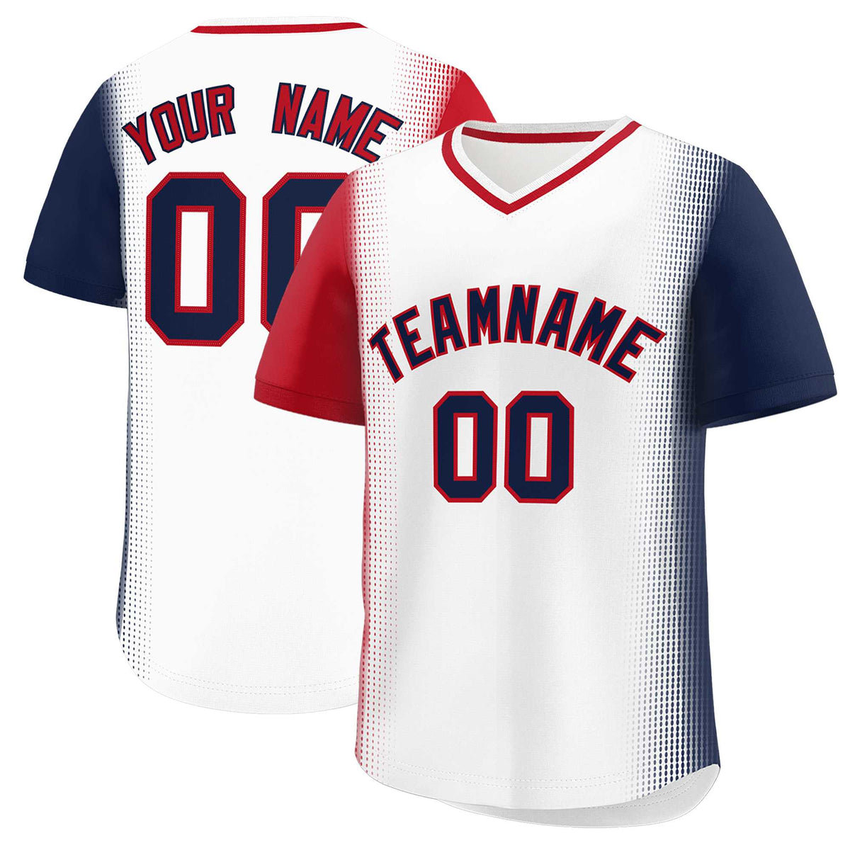 Custom White Red-Navy Personalized Raglan Sleeves Authentic Baseball Jersey | KXKSHOP