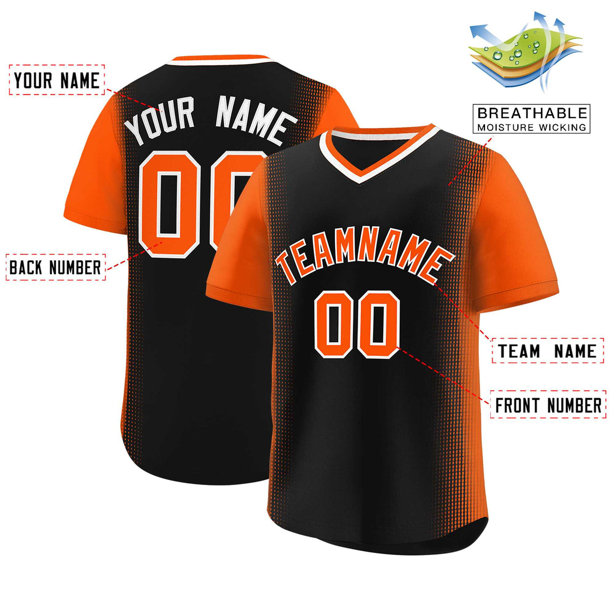 Custom Black Orange Personalized Raglan Sleeves Authentic Baseball Jersey | KXKSHOP