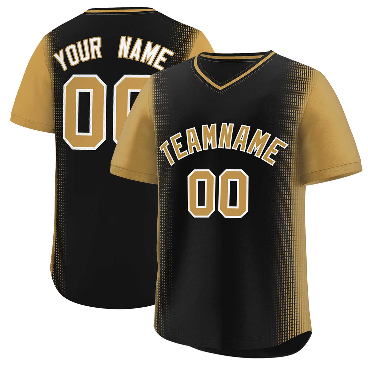 Custom Black Old Gold Personalized Raglan Sleeves Authentic Baseball Jersey | KXKSHOP