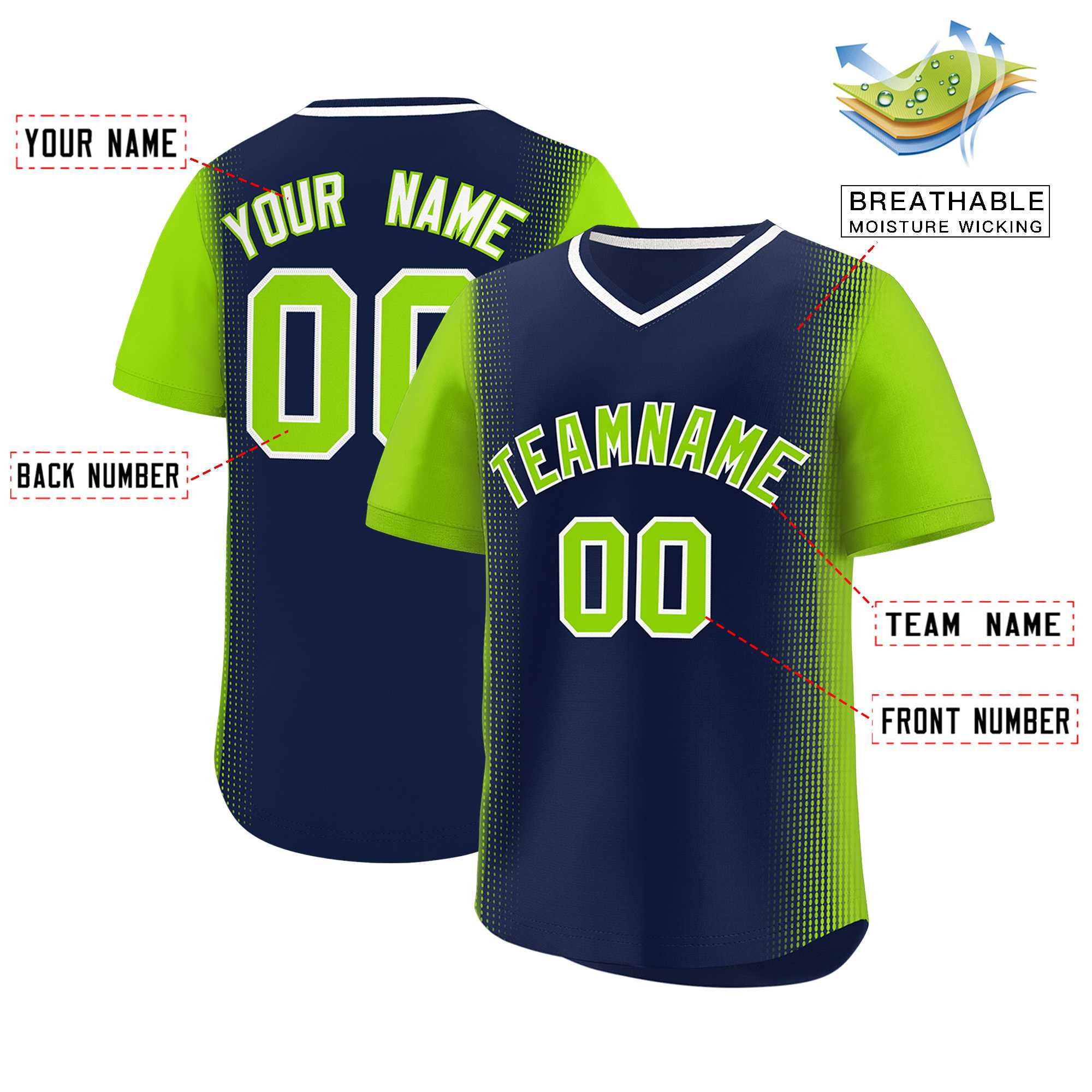 Custom Navy Neon Green Personalized Raglan Sleeves Authentic Baseball Jersey | KXKSHOP
