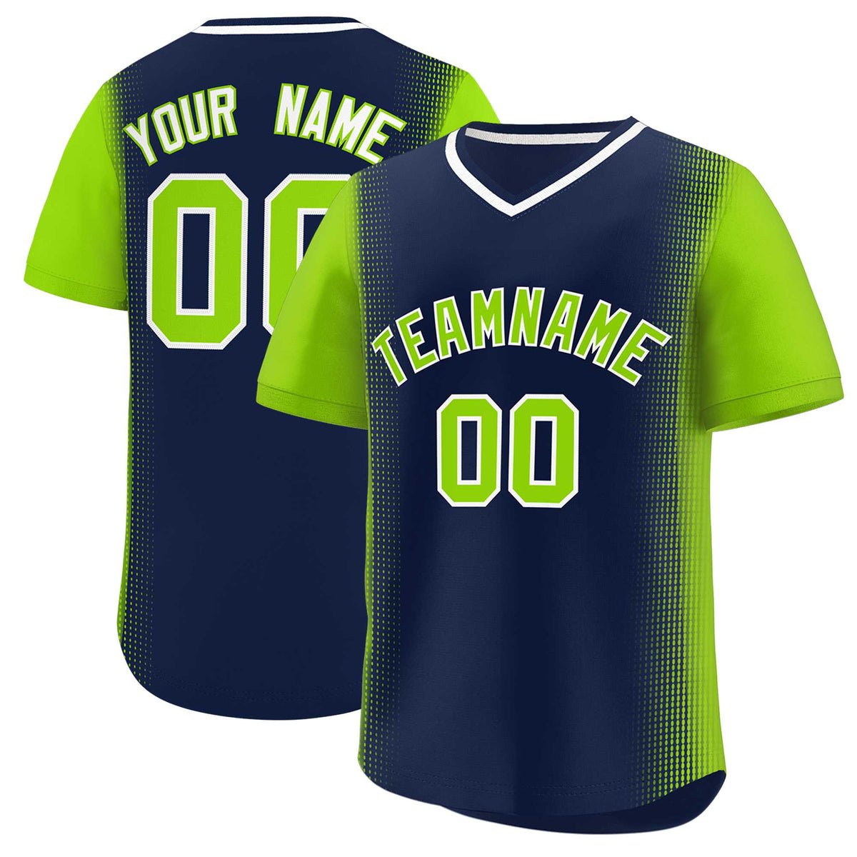 Custom Navy Neon Green Personalized Raglan Sleeves Authentic Baseball Jersey | KXKSHOP