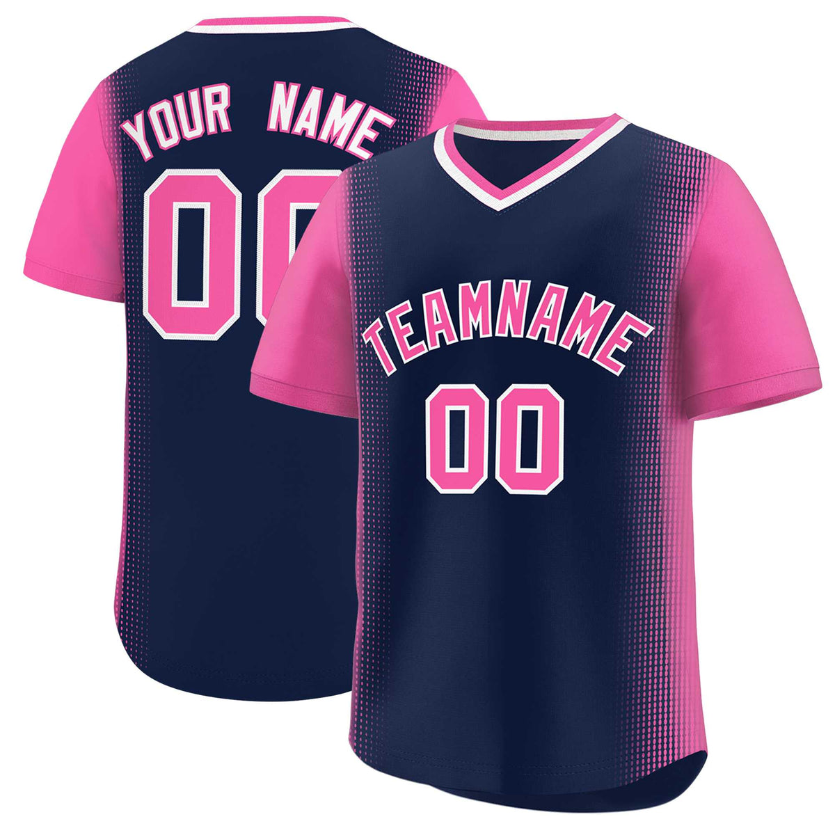 Custom Navy Pink Personalized Raglan Sleeves Authentic Baseball Jersey | KXKSHOP