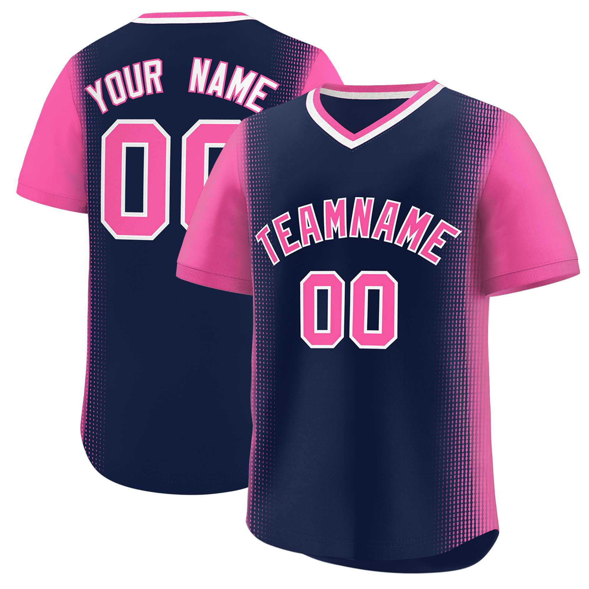 Custom Navy Pink Personalized Raglan Sleeves Authentic Baseball Jersey | KXKSHOP