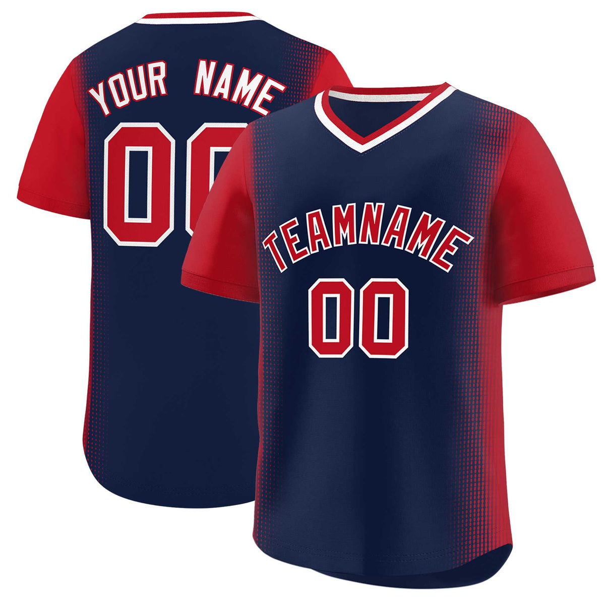 Custom Navy Red Personalized Raglan Sleeves Authentic Baseball Jersey | KXKSHOP