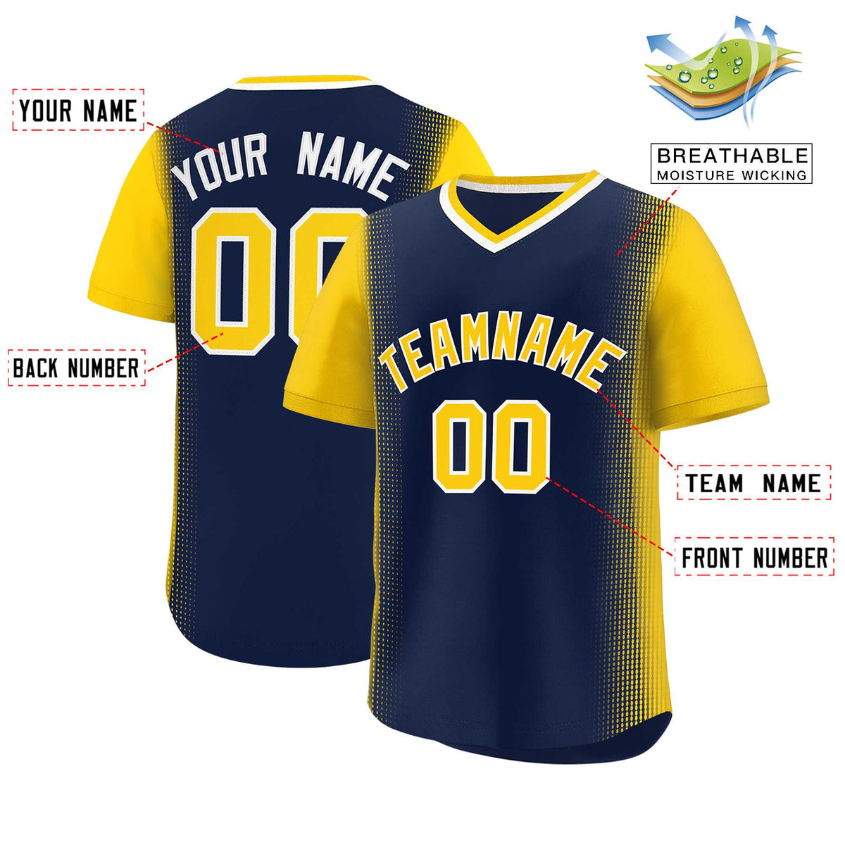 Custom Navy Gold Personalized Raglan Sleeves Authentic Baseball Jersey | KXKSHOP